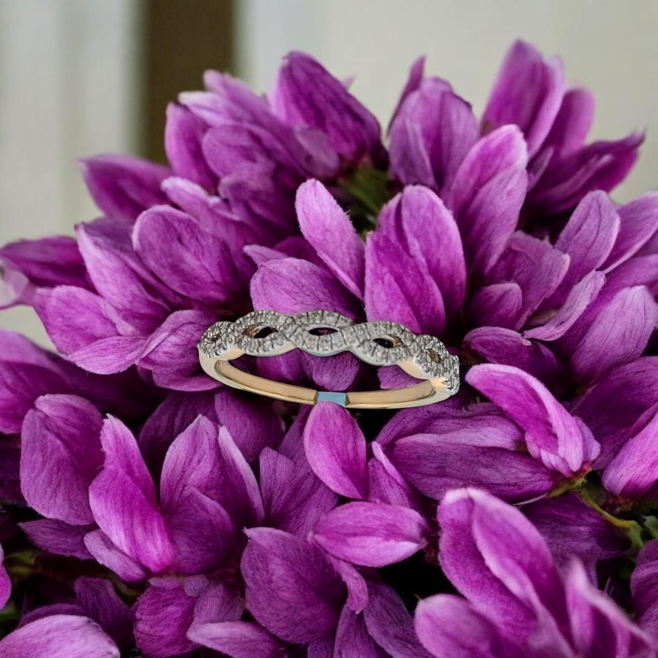Moderno Agatha  Anello con diamante in oro giallo 14K, diamante 0,23 CT, misura 7,25 in vendita