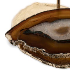 Agatha – Brass Plant Stand with Natural Agate Stone Accent