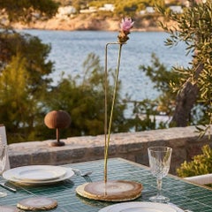 Agatha Brass Plant Stand with Natural Agate Stone Accent