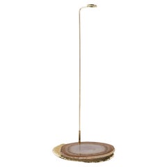 Agatha Brass Plant Stand with Natural Agate Stone Accent