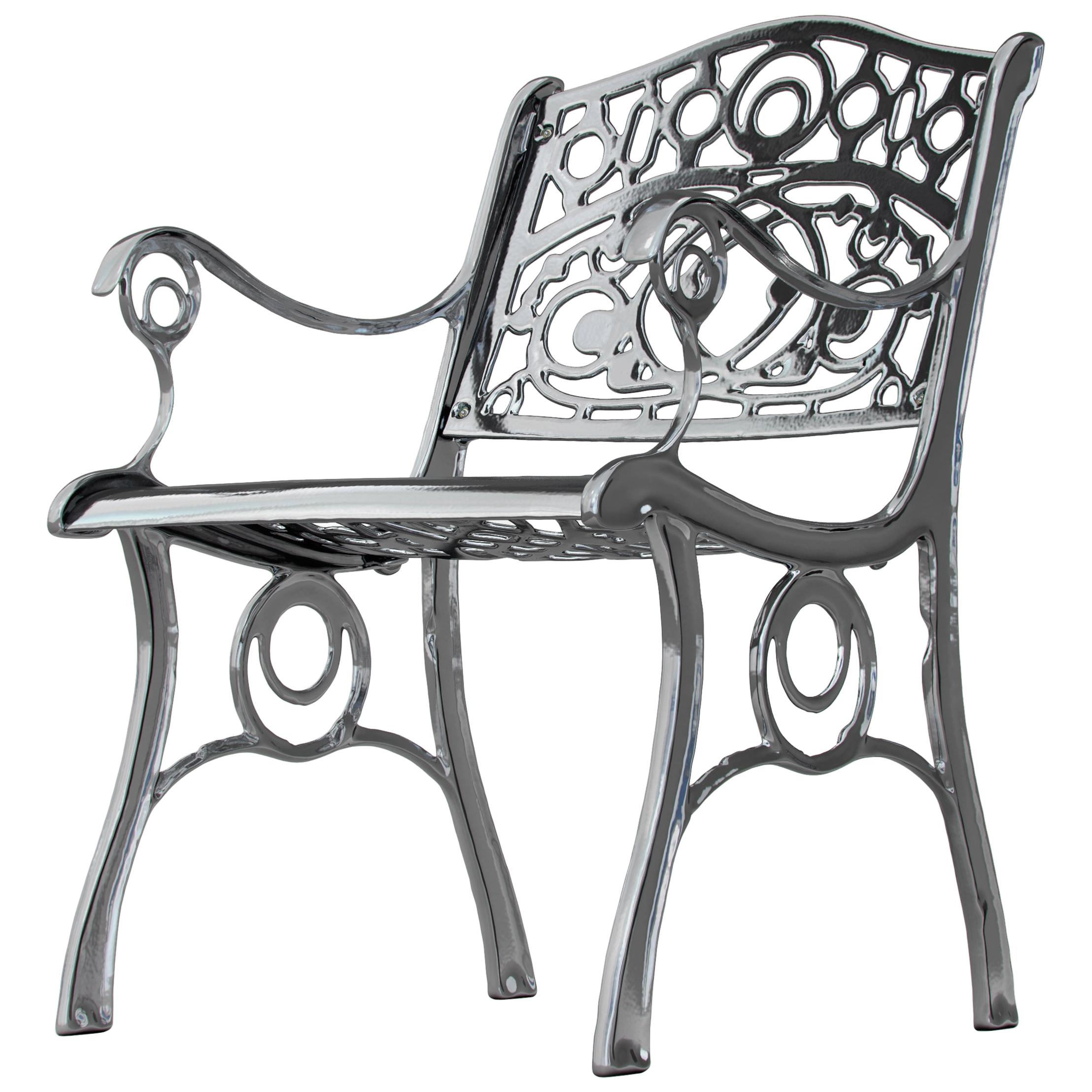 Agatha, Outdoor Aluminum Armchair with Chrome Finish, Made in Italy For Sale