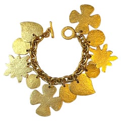 Vintage Agatha Paris Gold 1980s Large Statement Charm Bracelet