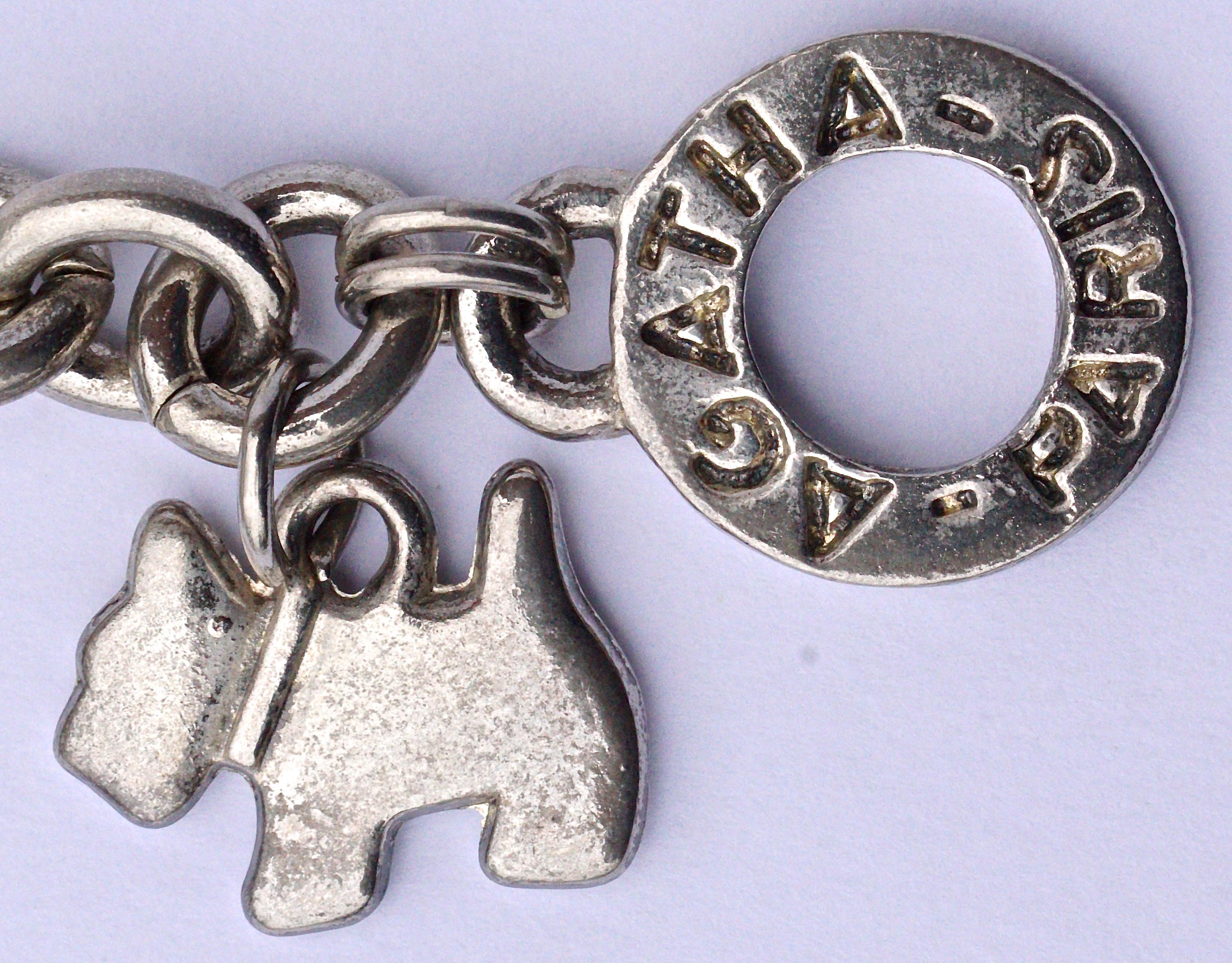 Women's Agatha Paris Silver Tone Chain Scottie Dog Charm Bracelet