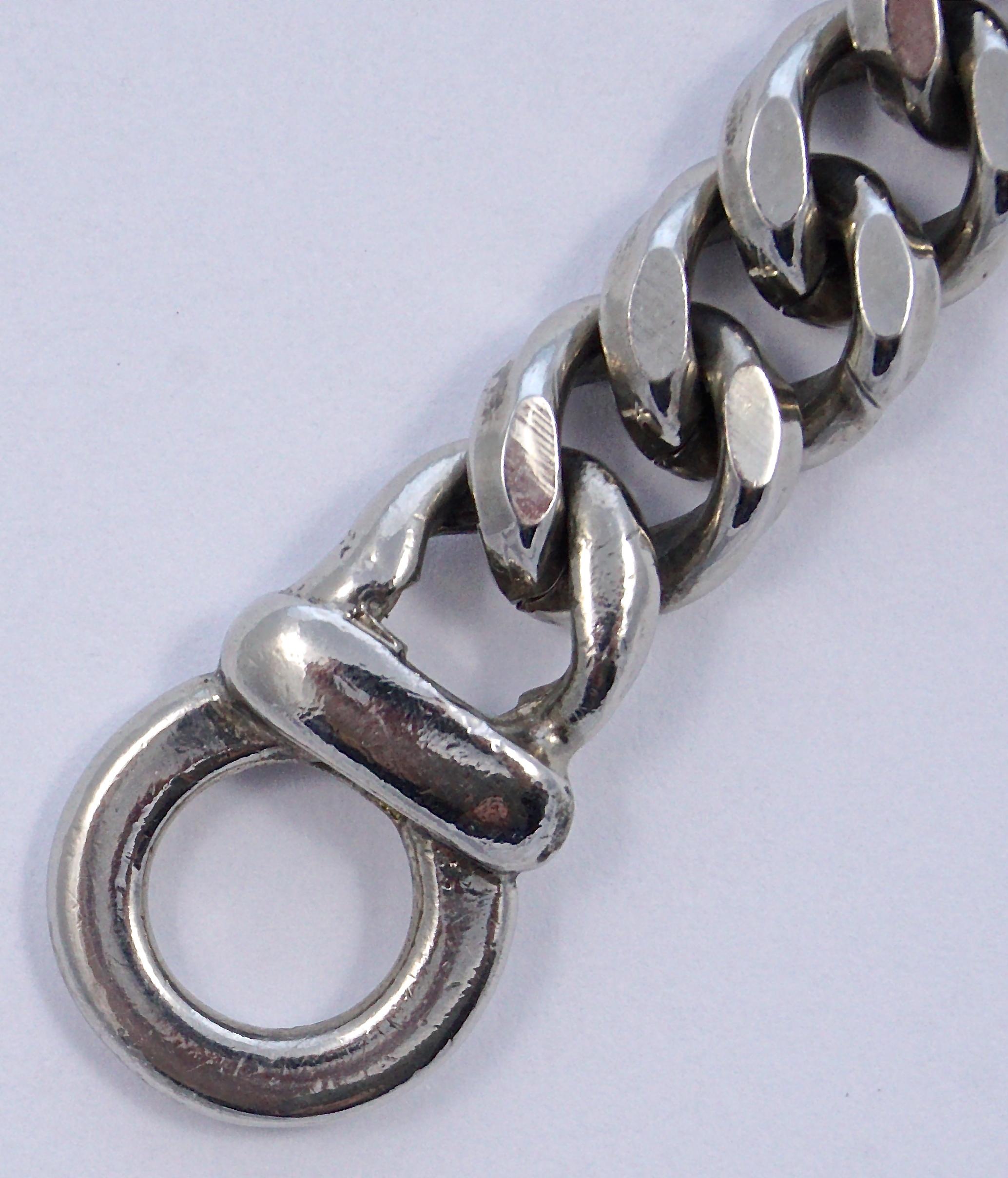 Agatha Paris Silver Tone Curb Link Chain Bracelet with Medallion 1