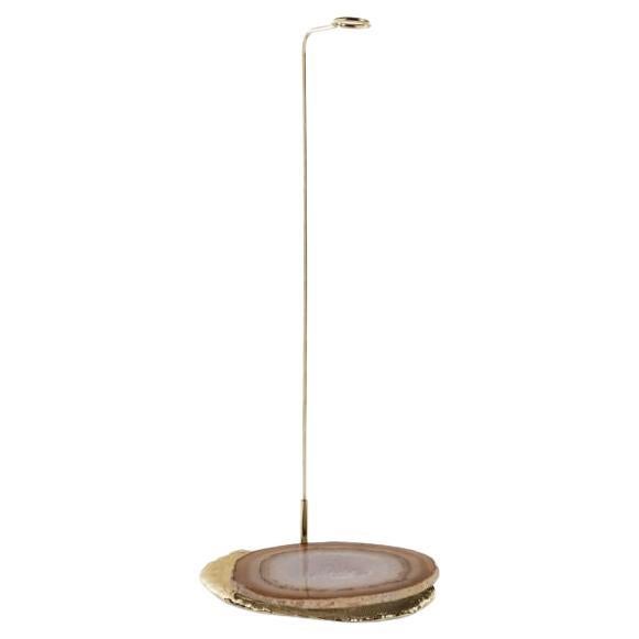 Agatha - plant stand with natural agatha stone and gold brass For Sale