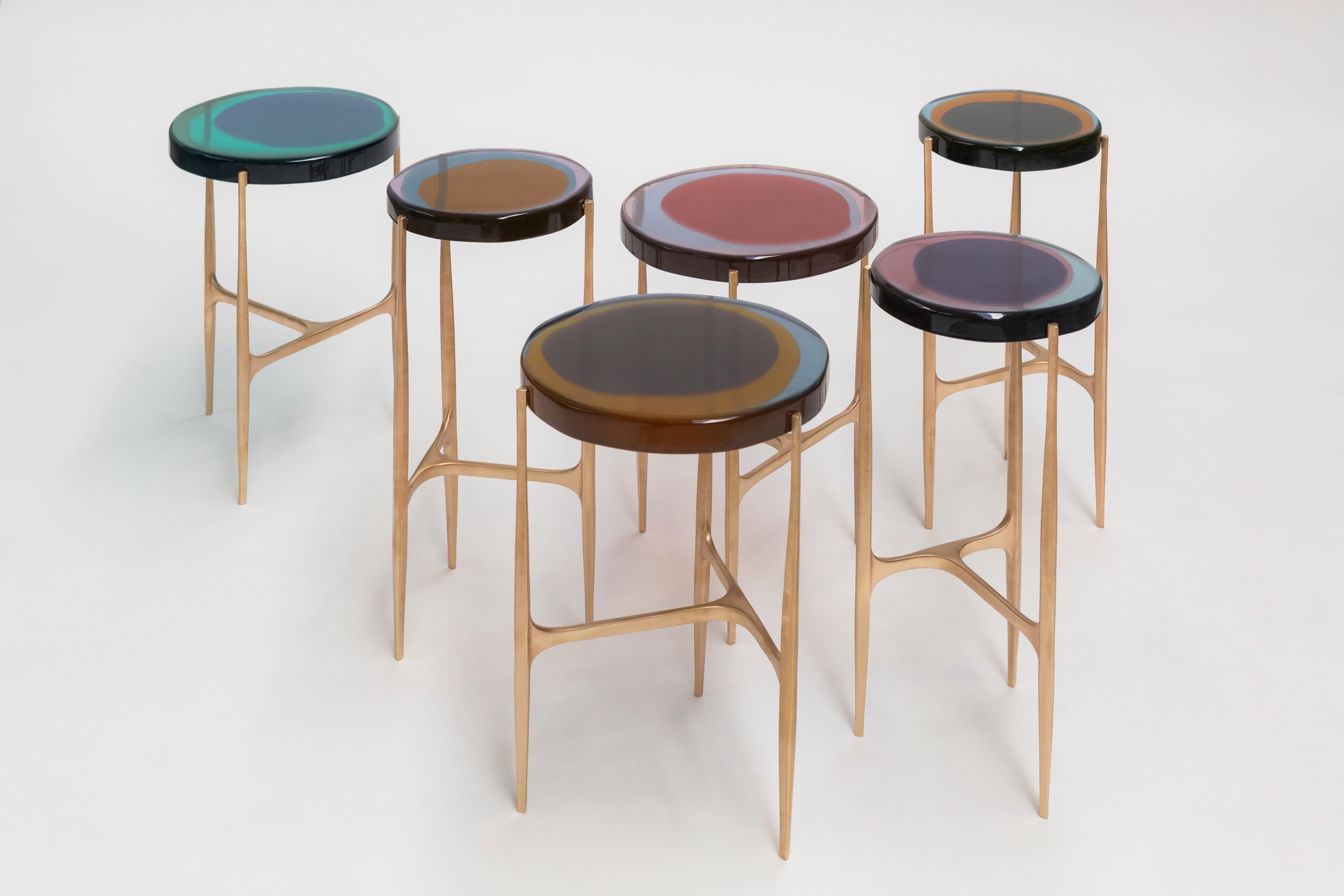 Agatha Single Coffee Table High by Draga&Aurel Resin and Bronze, 21st Century For Sale 1