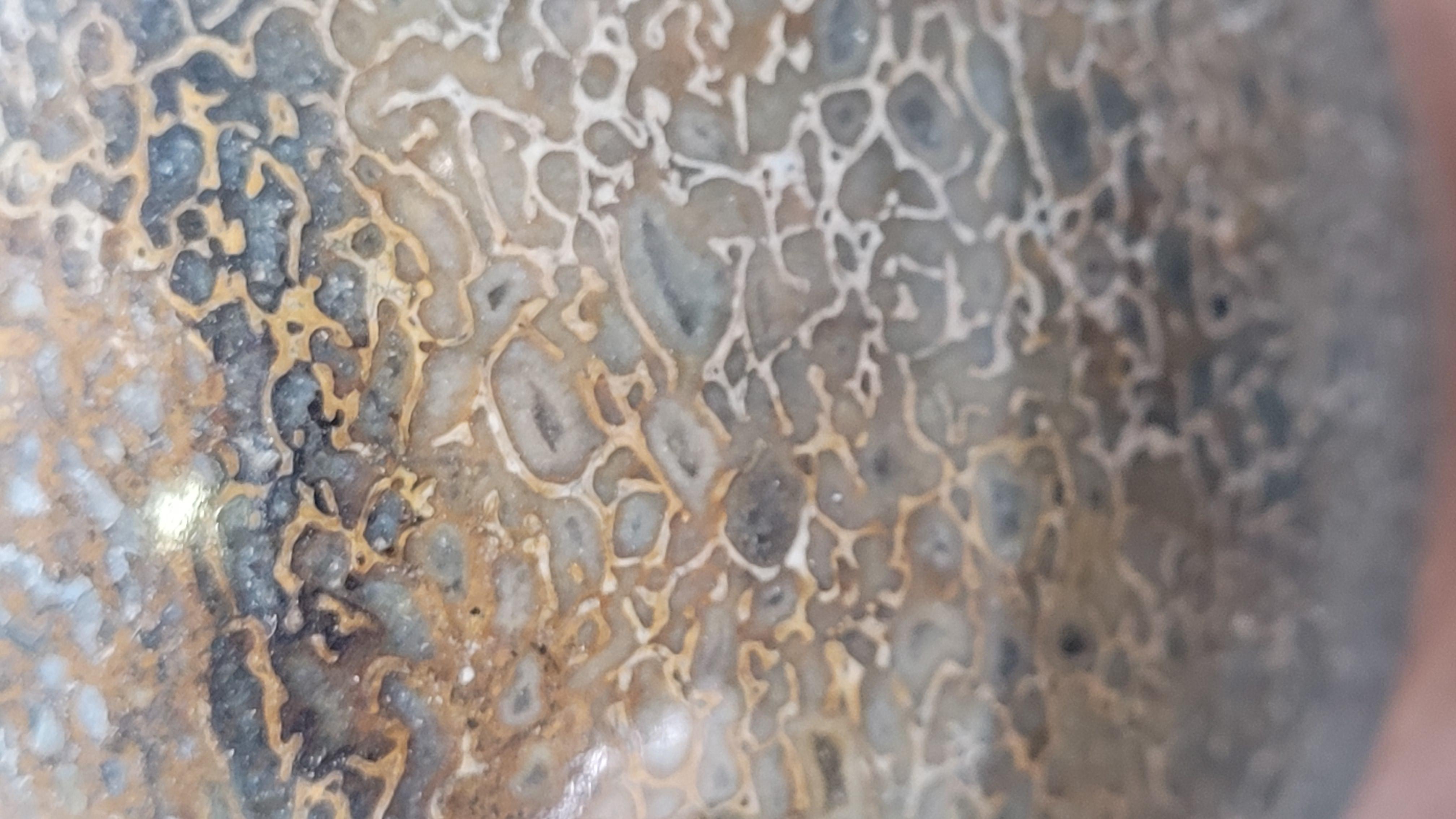 Agathized Dinosaur Bone Sphere. Polished In New Condition For Sale In MARSEILLE, FR