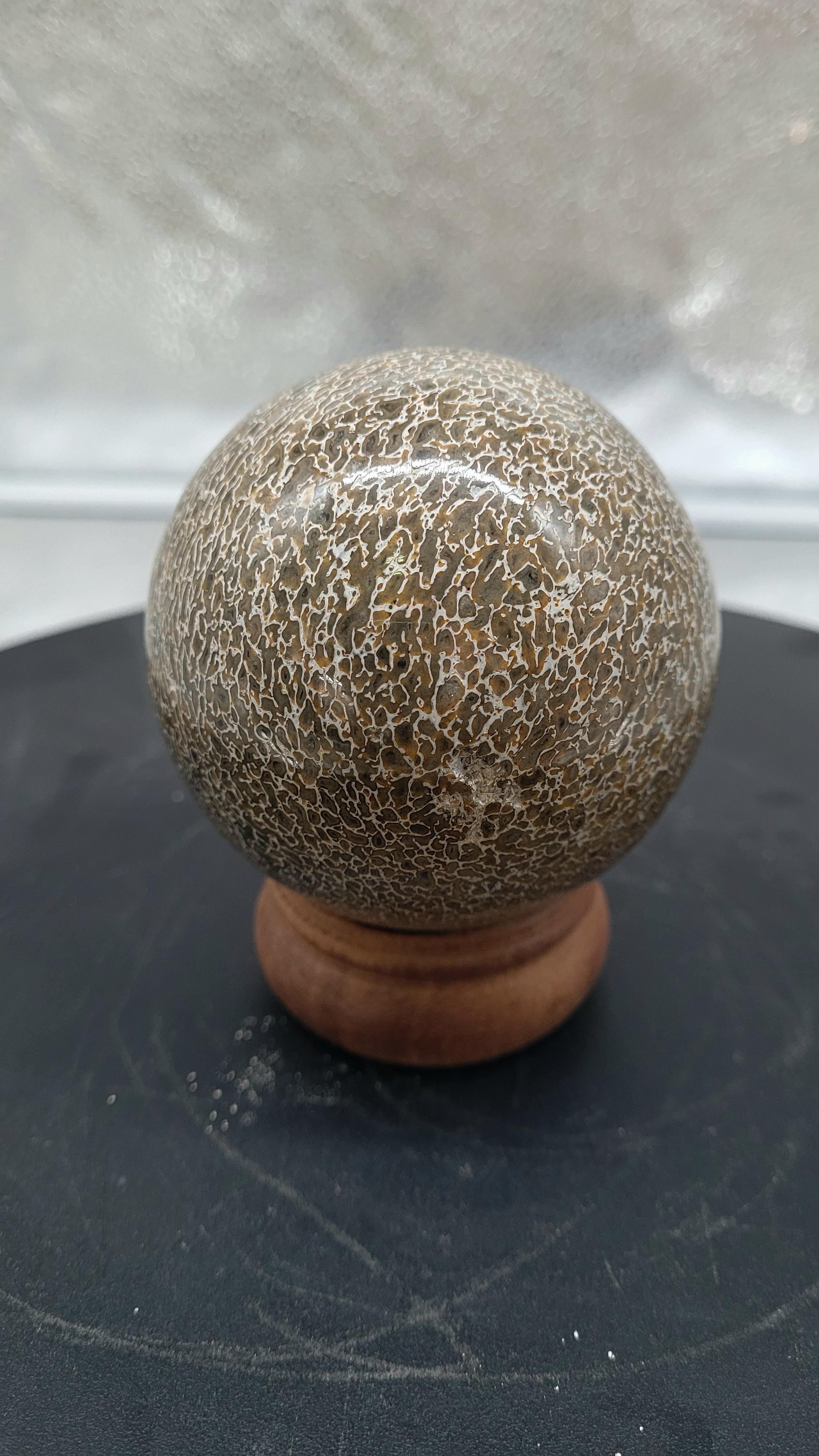 Contemporary Agathized Dinosaur Bone Sphere. Polished For Sale