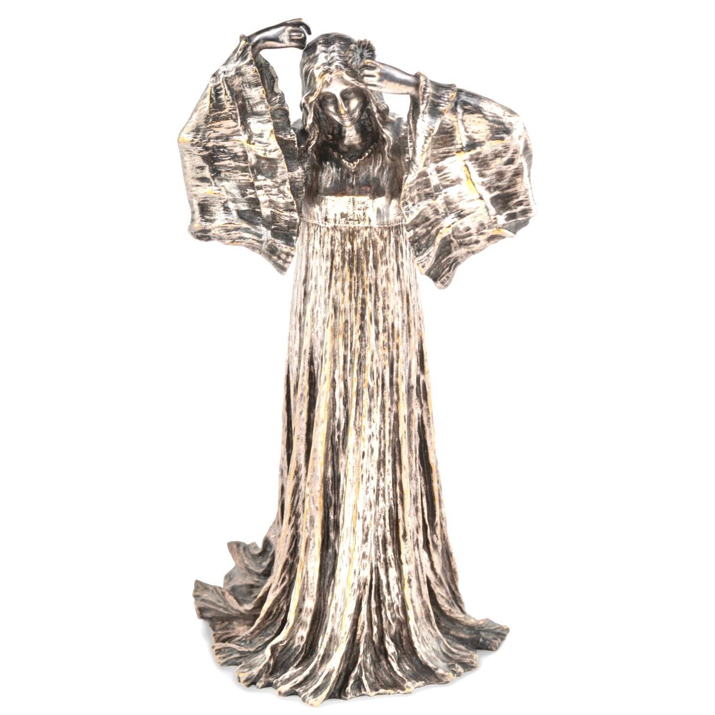 Agathon Leonard Silvered Bronze Of Marguerite - Art Nouveau Sculpture by Agathon Léonard