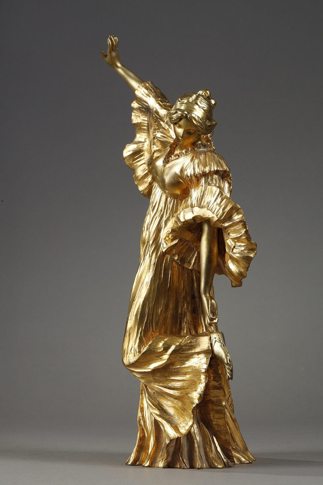 Bailarina con zapatos de plataforma - Sculpture Art Nouveau de Agathon Léonard