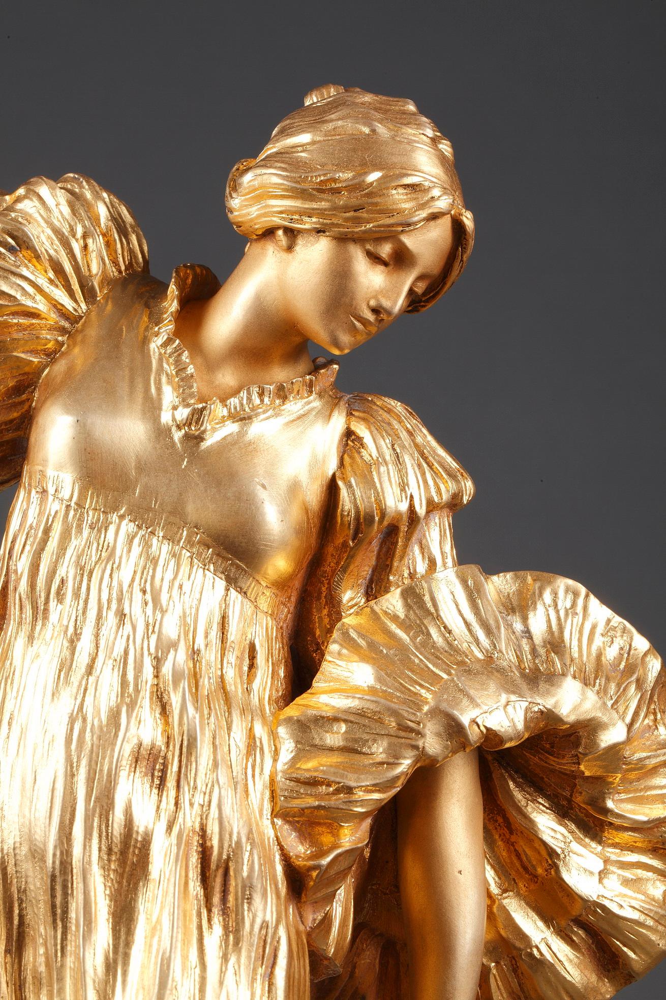 Dancer with platform shoes - Art Nouveau Sculpture by Agathon Léonard