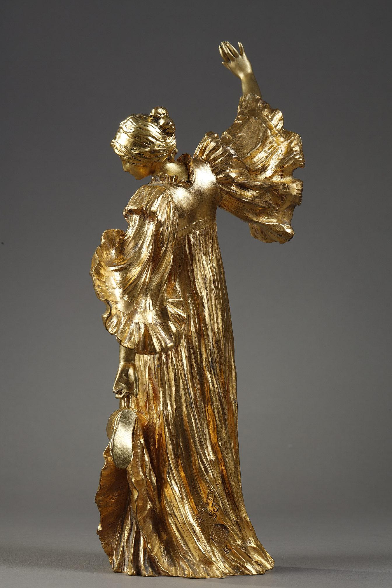 Bailarina con zapatos de plataforma - Figurative Sculpture Oro de Agathon Léonard
