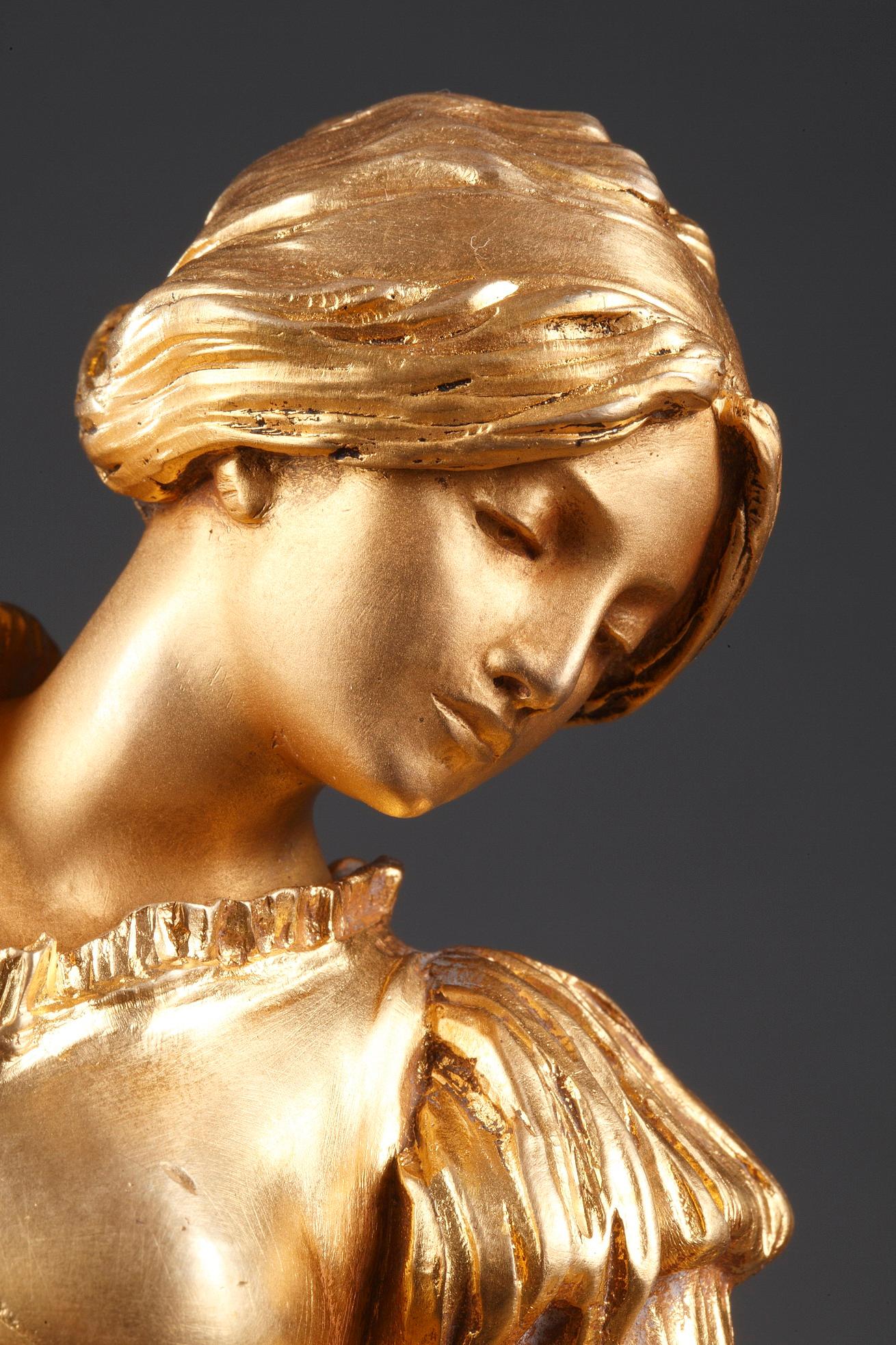 Dancer with platform shoes - Gold Figurative Sculpture by Agathon Léonard