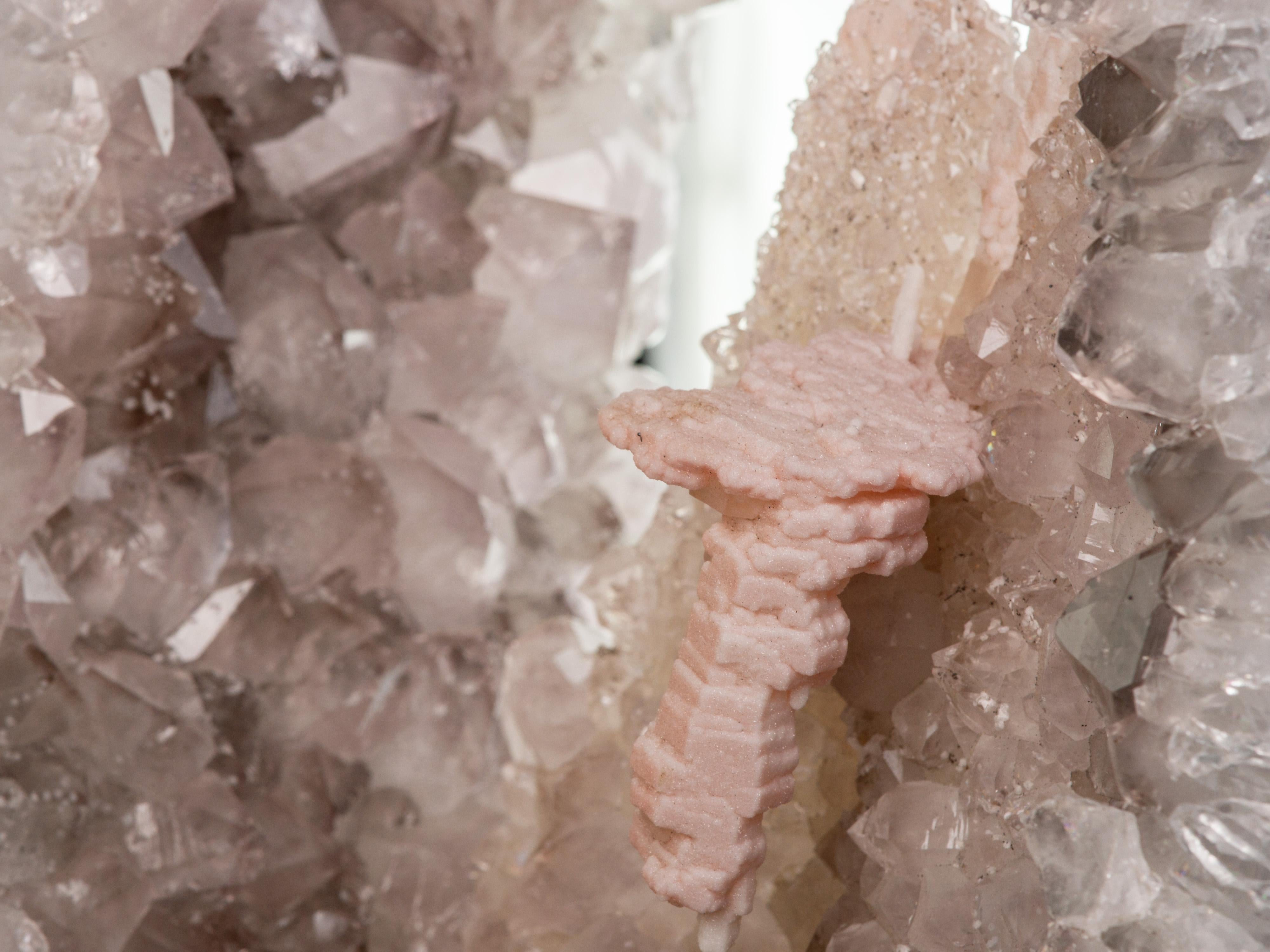 Cuillère géométrique agate avec formation centrale en calcite rare et quartz blanc en vente 3