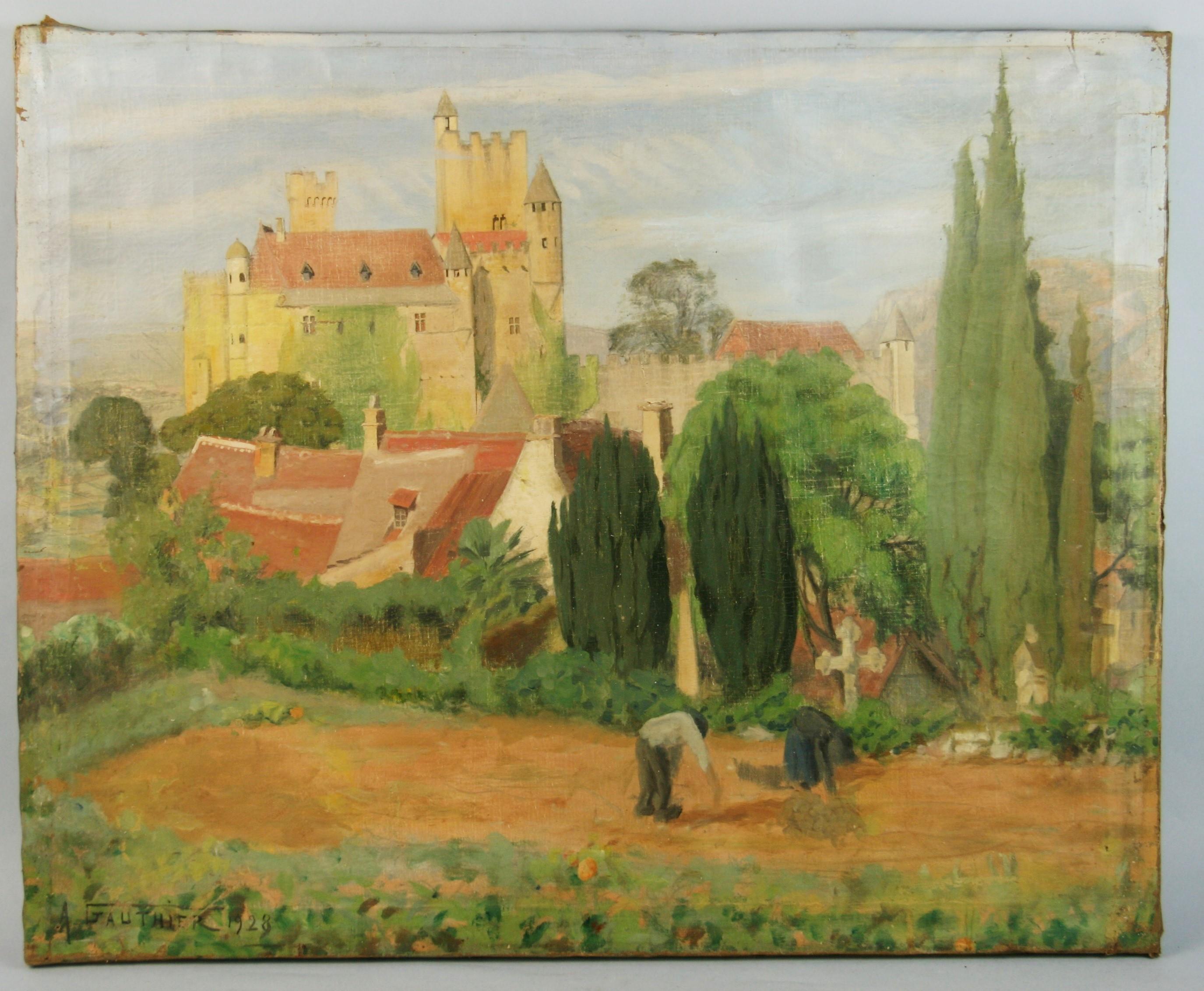 A.Gauthier Landscape Painting - Antique French Landscape 1928