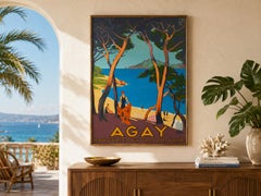 Agay 1928 PLM French Railway Travel Advertising Poster, Roger Borders