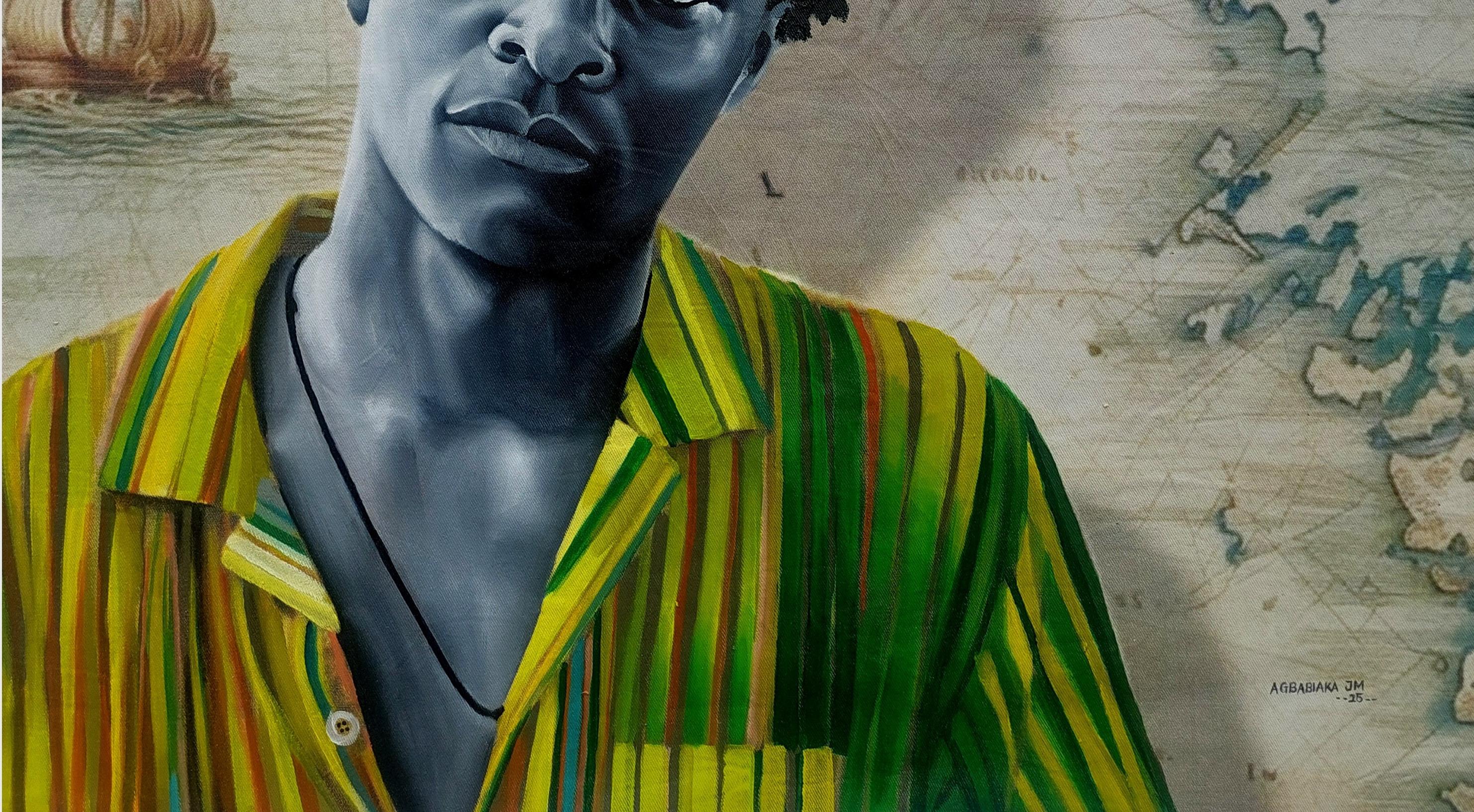 Exile and Embrace 4 -21st Century, Contemporary, Figurative, Mixed Media, Modern - Brown Figurative Painting by Agbabiaka Johnmark