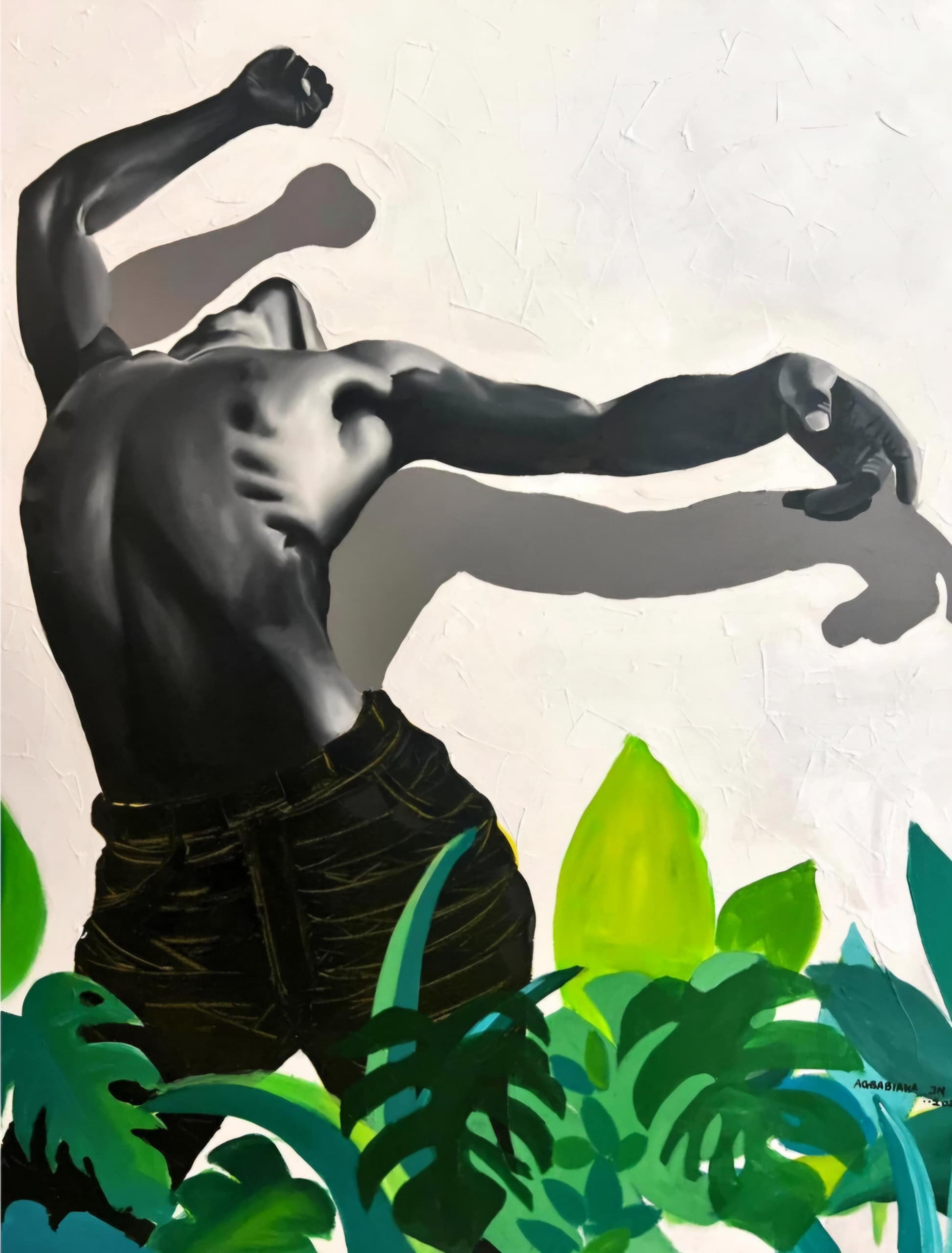 Figurative Painting di Agbabiaka Johnmark - Not Lost - 21° secolo, Contemporaneo, Figurativo, Tecnica mista, Moderno, Nero