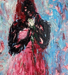 Once Given a White Rose 2 - 21st Century Contemporary, Impasto, Acrylic, Woman