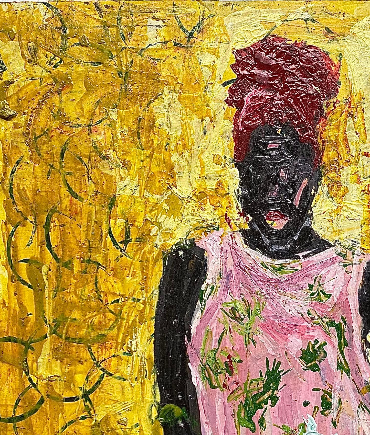 Once Given a White Rose 3 - 21st Century Contemporary, Impasto, Acryl, Frau – Painting von Agbalaya Abdulahi Opeyemi