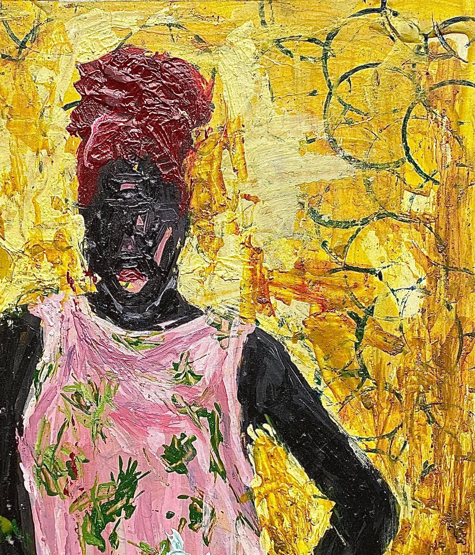 Once Given a White Rose 3 - 21st Century Contemporary, Impasto, Acryl, Frau (Zeitgenössisch), Painting, von Agbalaya Abdulahi Opeyemi