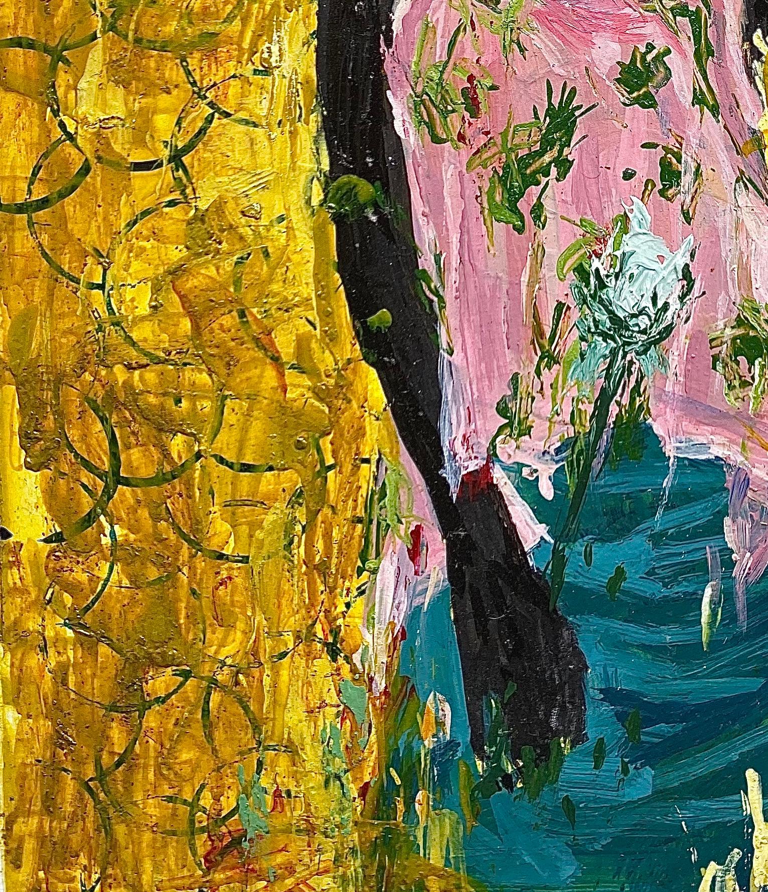 Once Given a White Rose 3 - 21st Century Contemporary, Impasto, Acryl, Frau (Braun), Figurative Painting, von Agbalaya Abdulahi Opeyemi