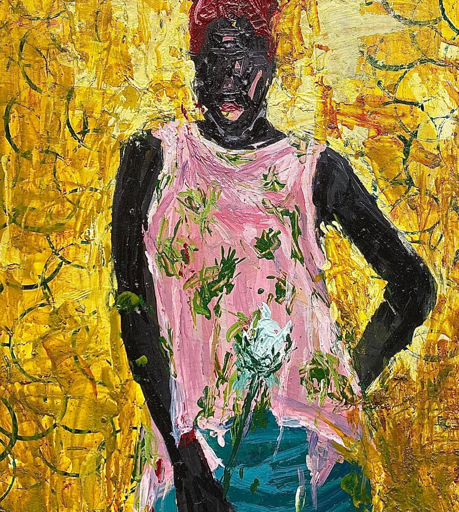 Once Given a White Rose 3 - 21st Century Contemporary, Impasto, Acryl, Frau im Angebot 1