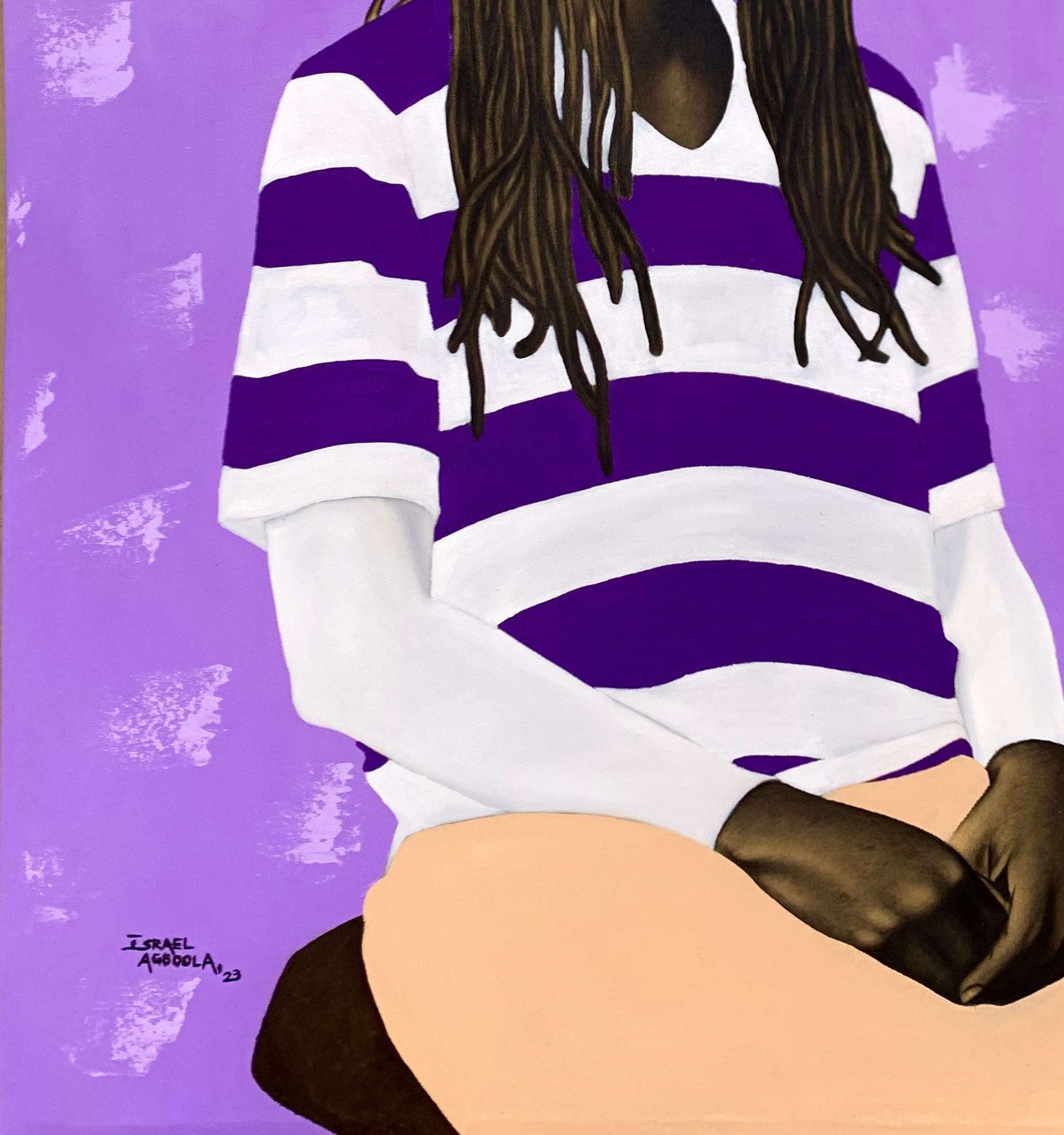 Ayanfe (Favorit) (Violett), Figurative Painting, von Agboola Oladapo