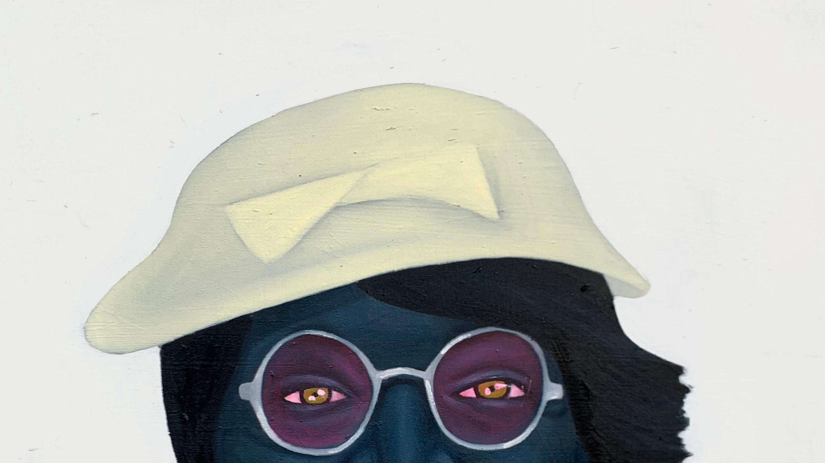 Grandma With Pearl Earring -21st Century, Contemporary, Figurative, Africa Women - Painting di Agboola Oladapo