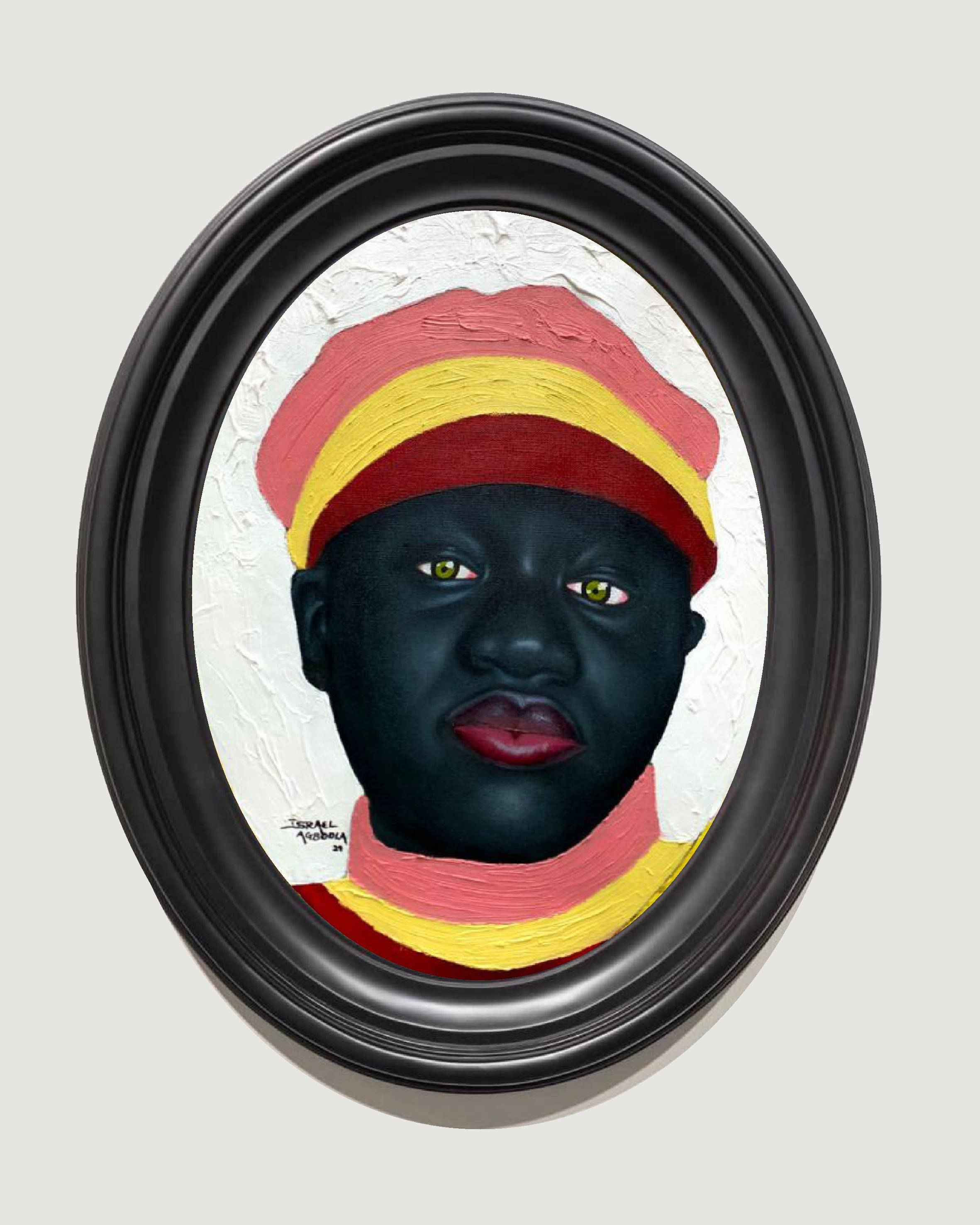 Agboola Oladapo Portrait Painting - Jedidiah - 21sr Century, Contemporary, Figurative, Mixed Media, Women, Oval Art