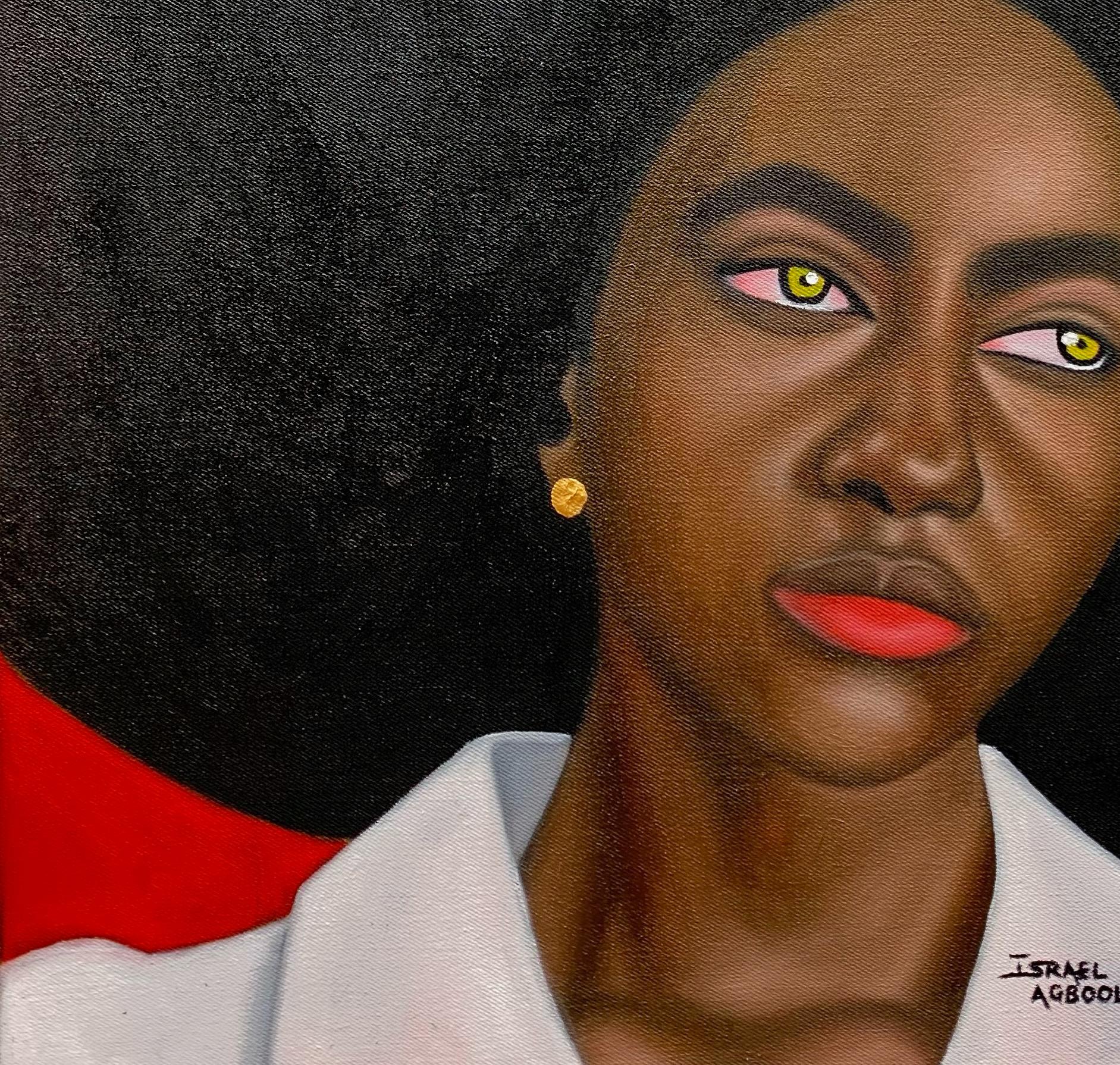 Il mio domani - Figurative Painting Nero di Agboola Oladapo