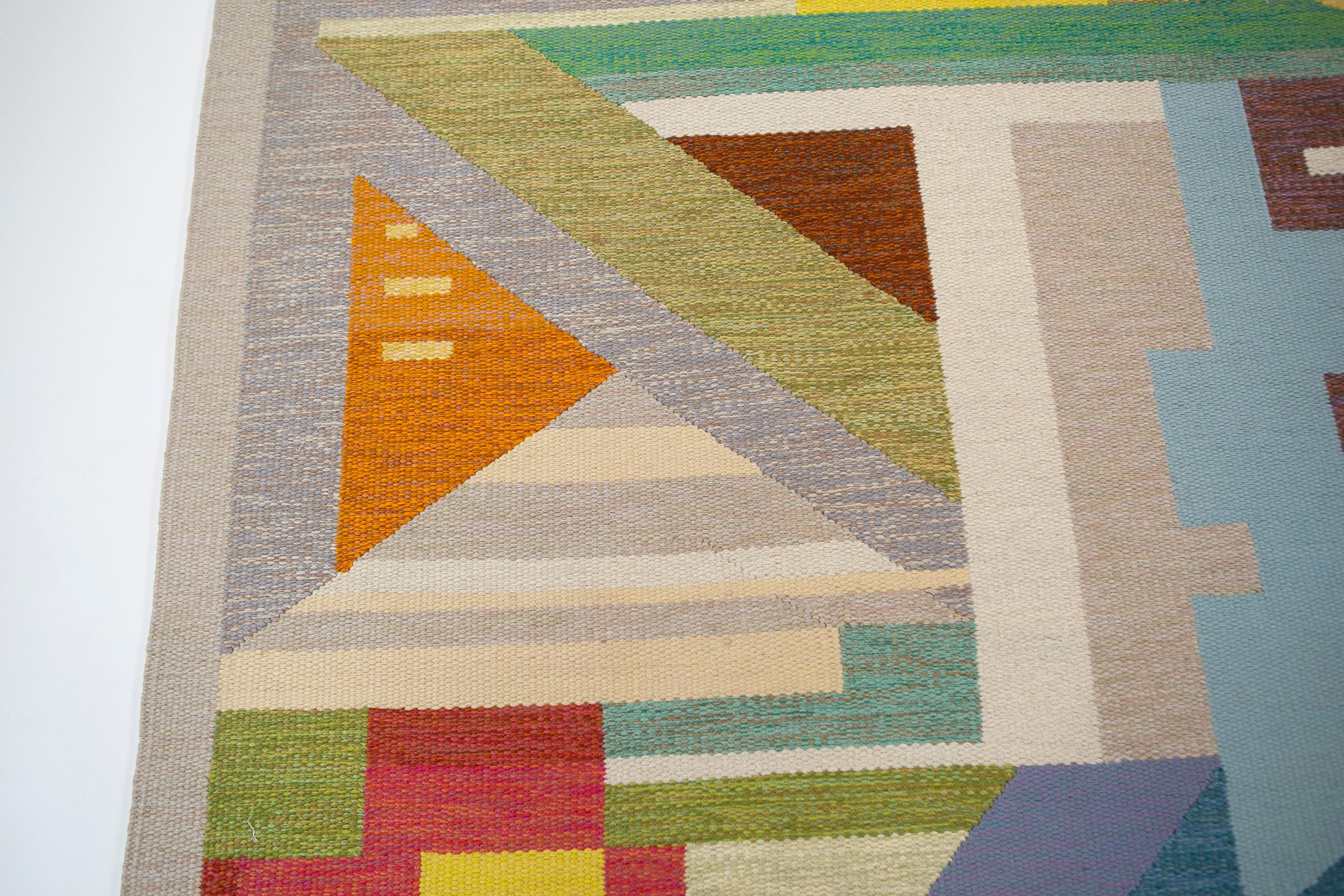 Agda Österberg Large Flat-Weave Rug No. 210 Signed 