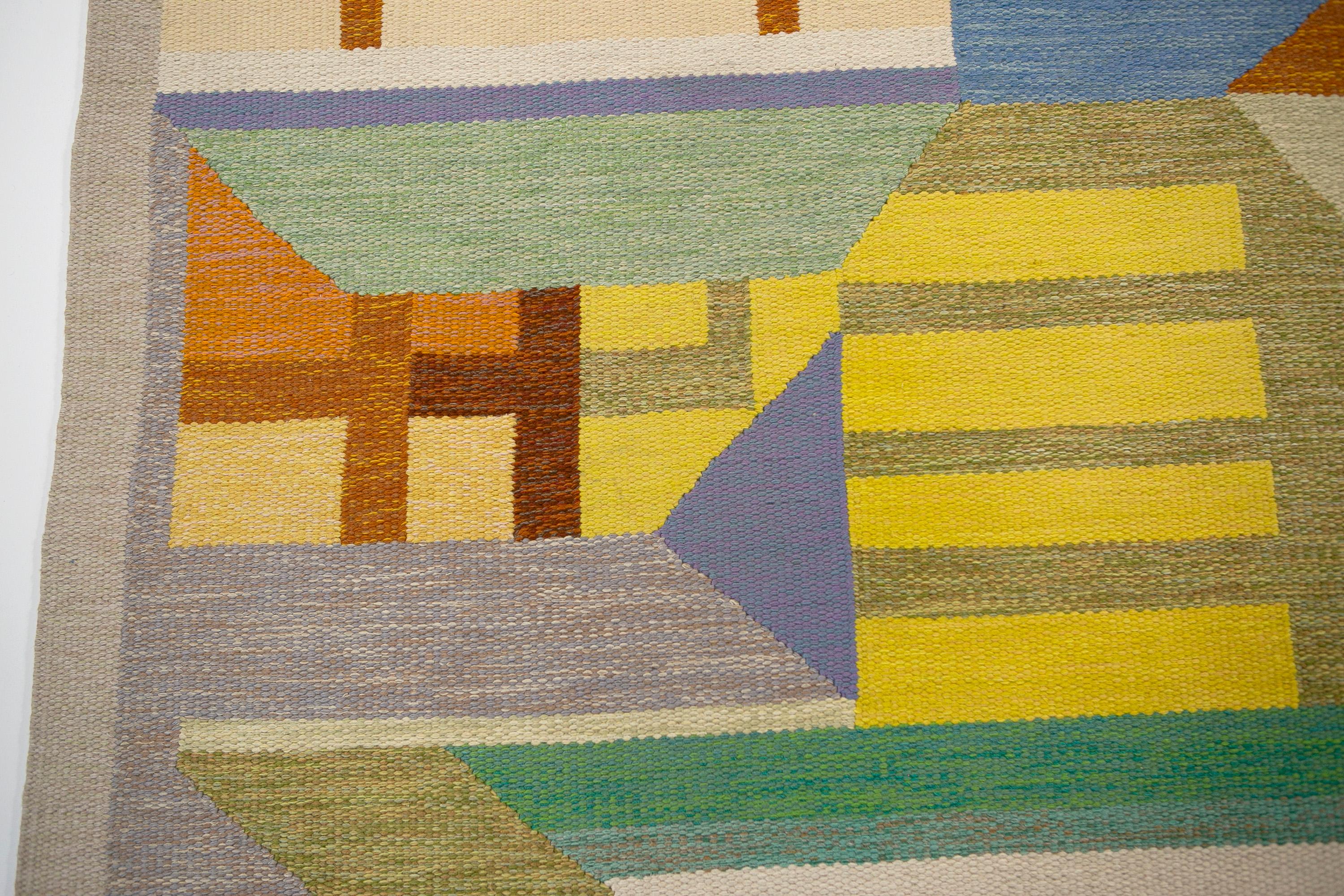 Agda Österberg Large Flat-Weave Rug No. 210 Signed 