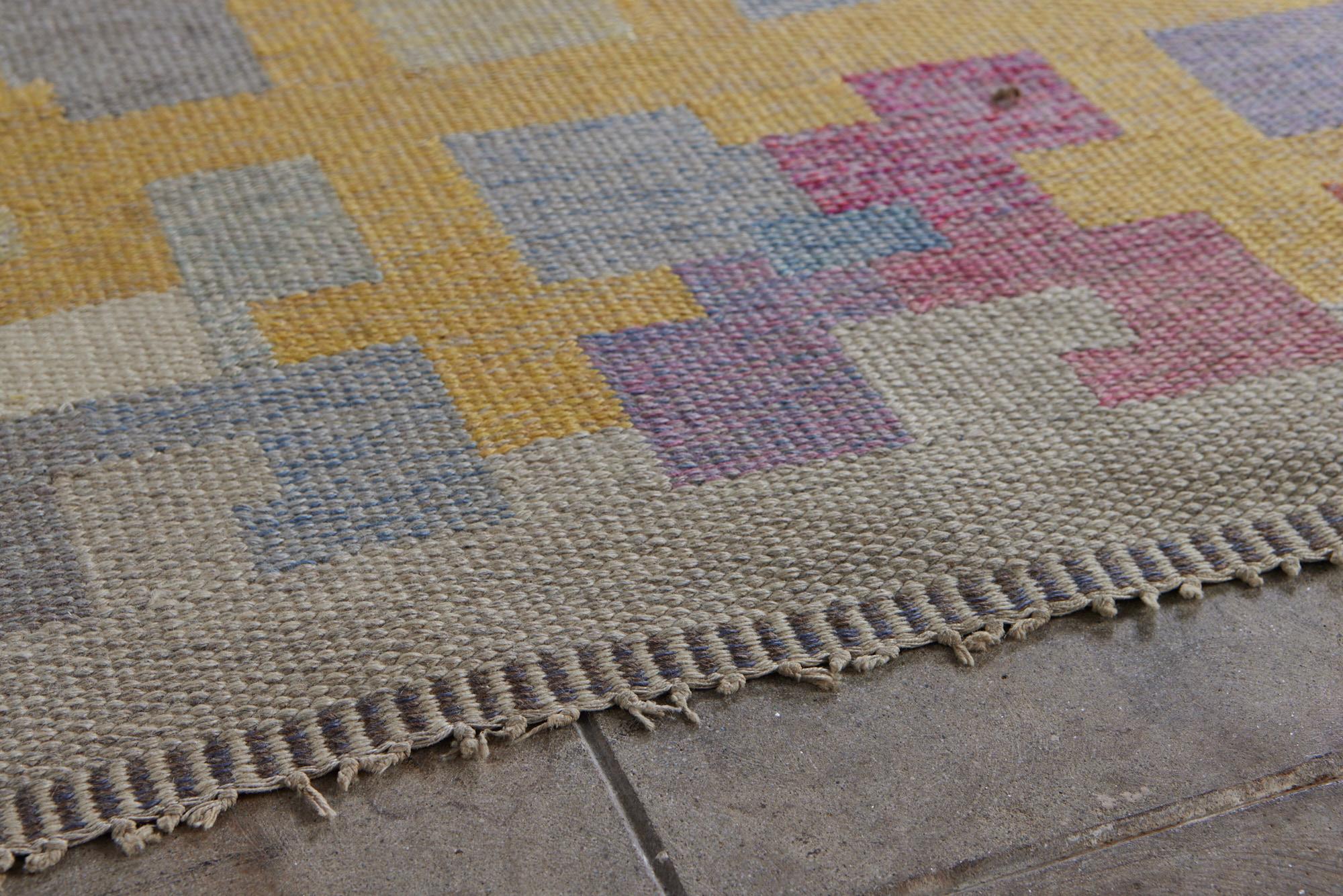 Mid-20th Century Agda Osterberg Scandinavian Swedish Kilim Rug For Sale