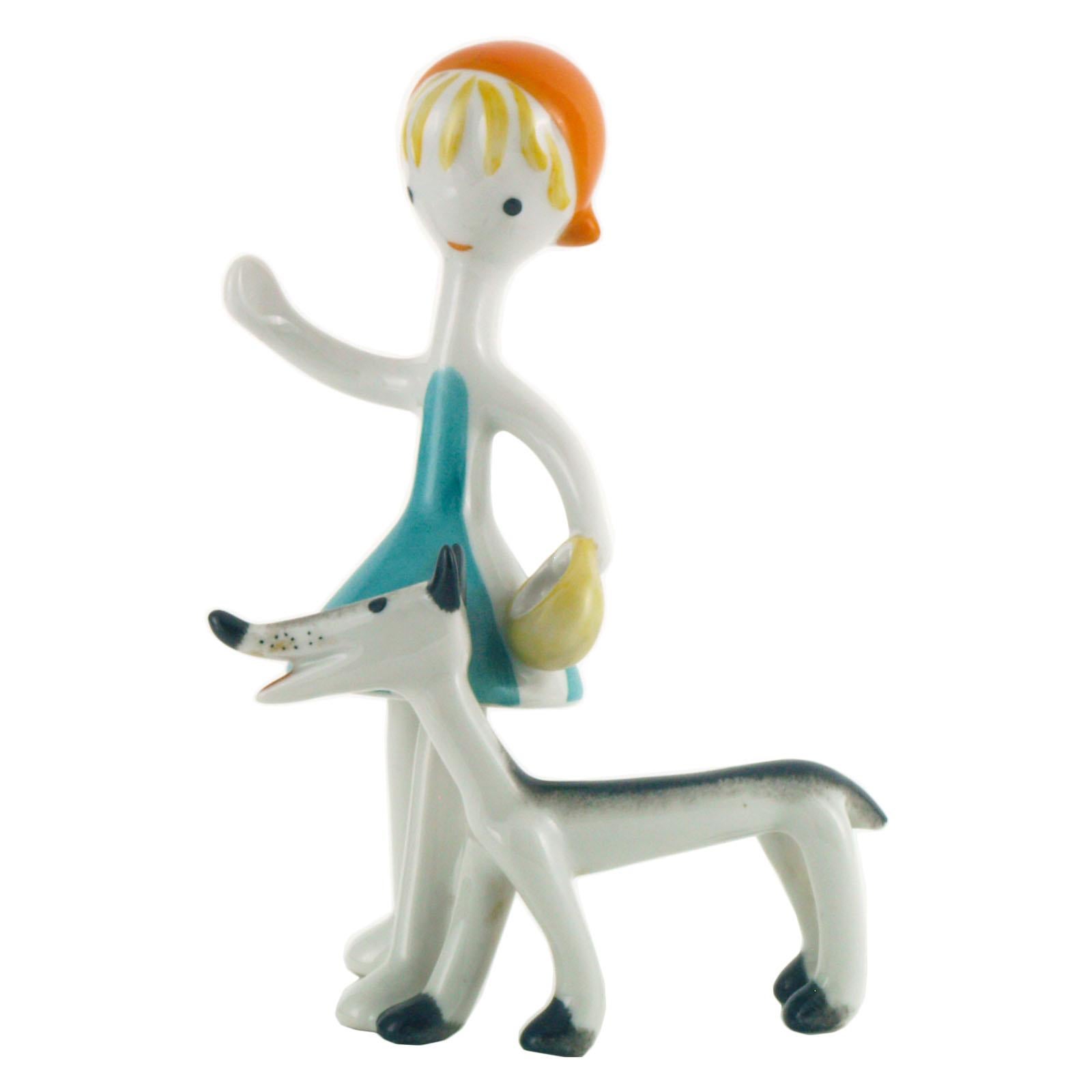 Figurilla de porcelana Art Déco antigua de Porcelana húngara  Hollóháza Art Decó en venta