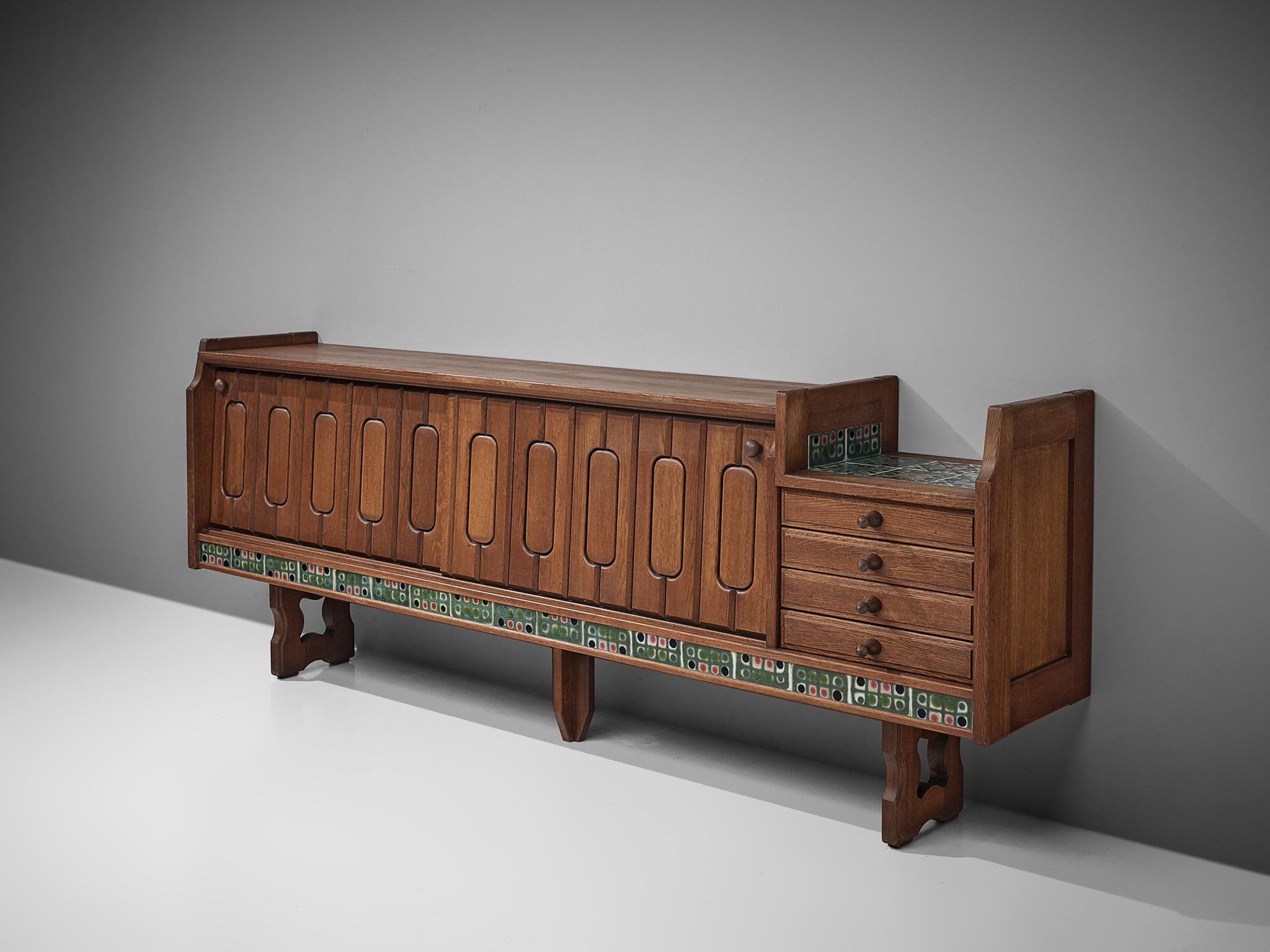 French Aged and Darkened Oak Guillerme et Chambron 'Simon' Sideboard