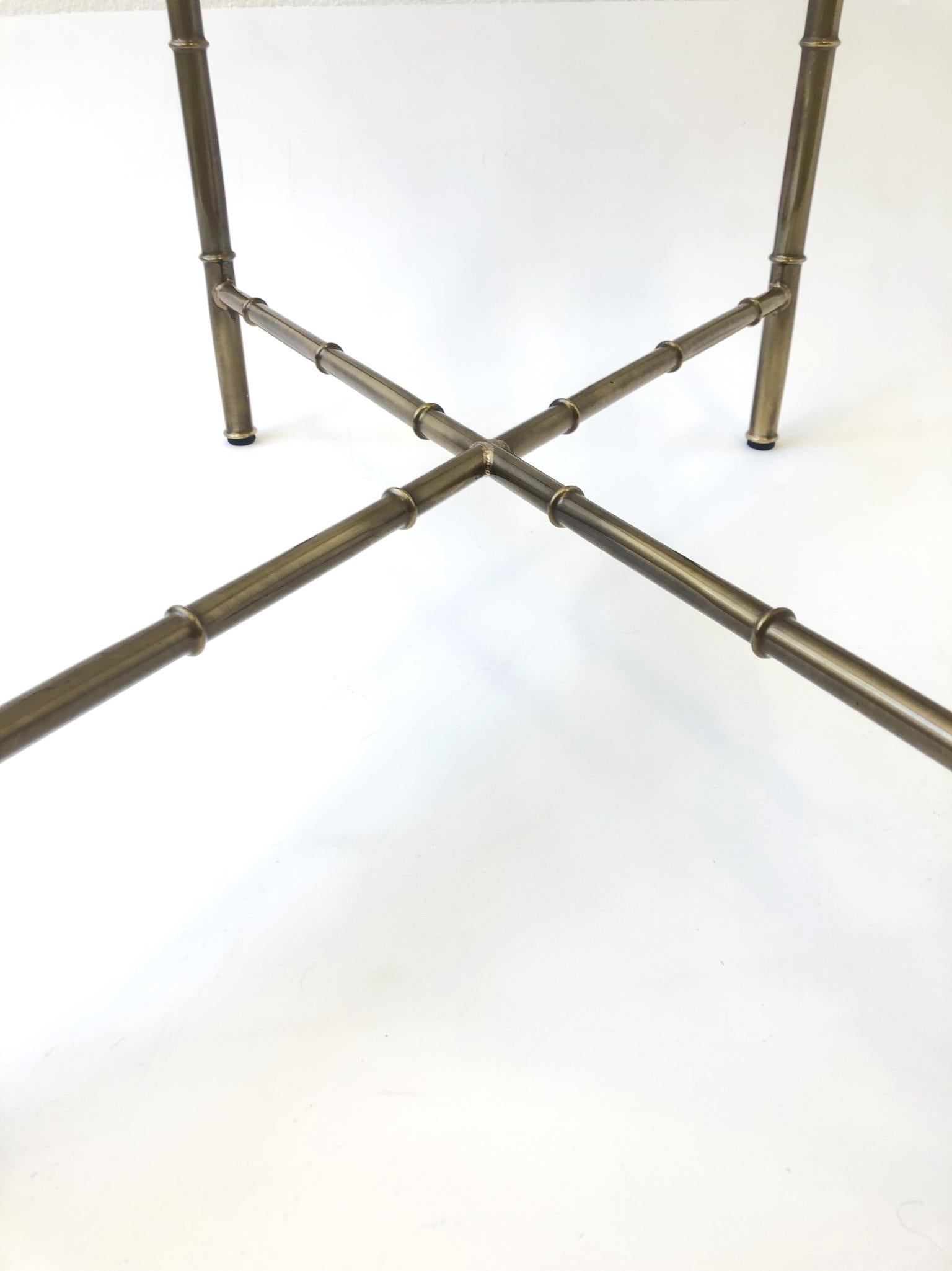 Aged Brass and Glass Faux Bamboo Tray Table by Mastercraft 5
