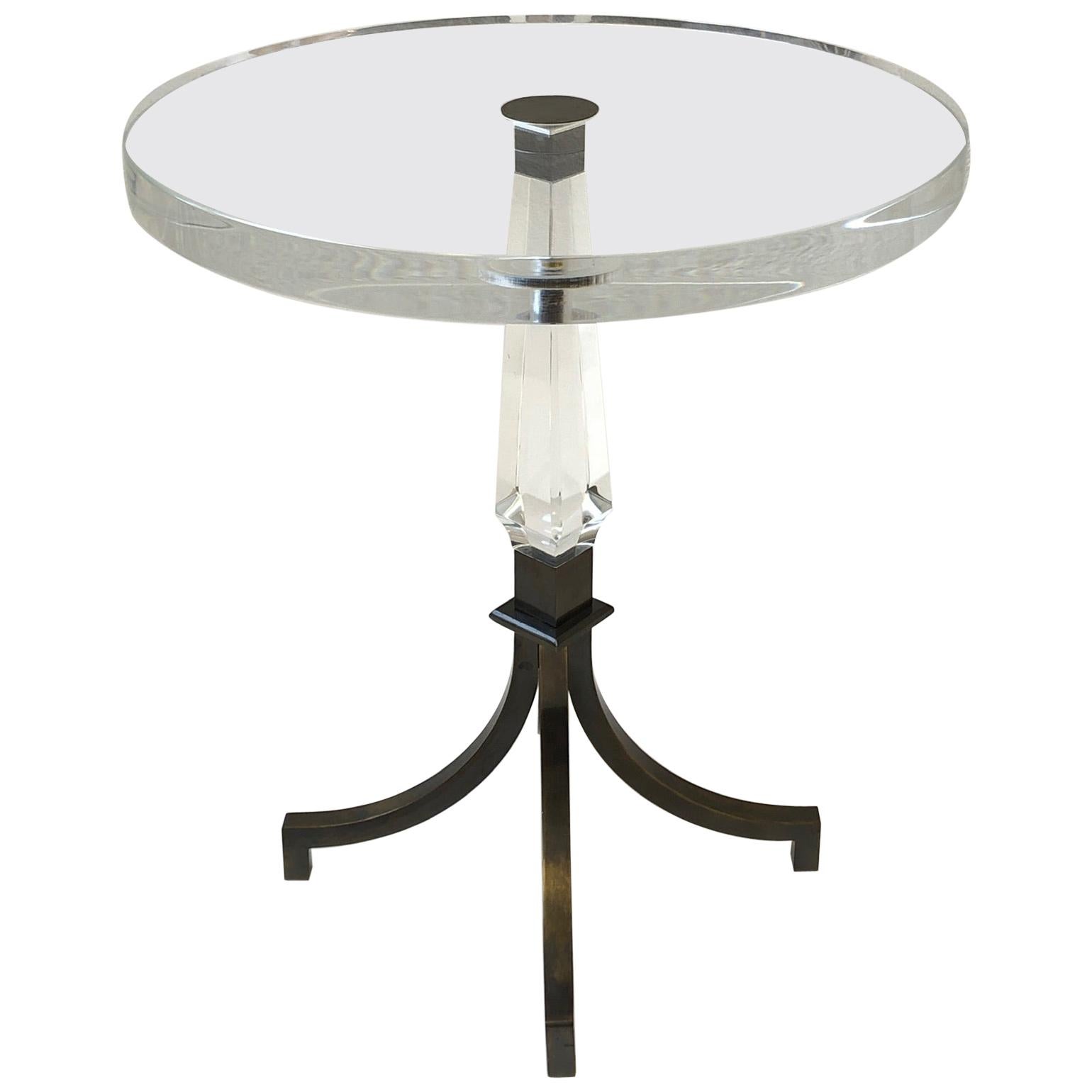 Aged Brass and Lucite Side Table by Charles Hollis Jones at 1stDibs