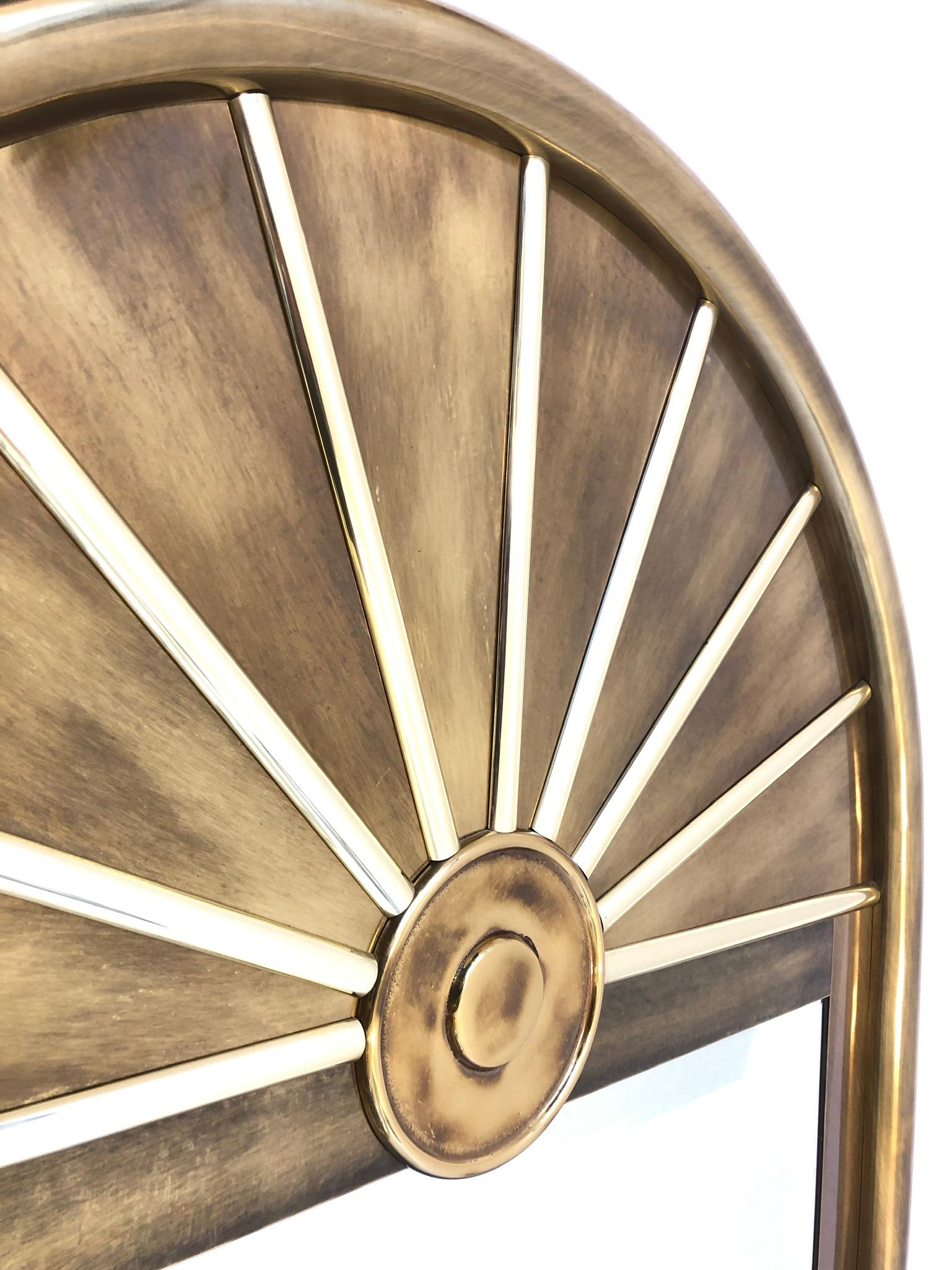Modern Aged Brass Beveled Mirror by Mastercraft For Sale