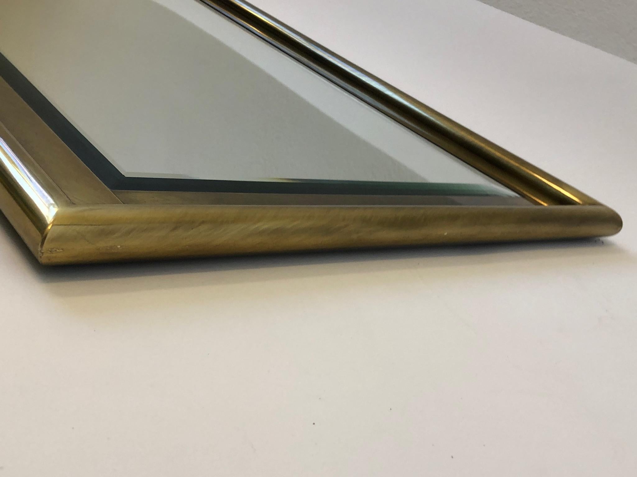 Aged Brass Beveled Mirror by Mastercraft In Good Condition In Palm Springs, CA