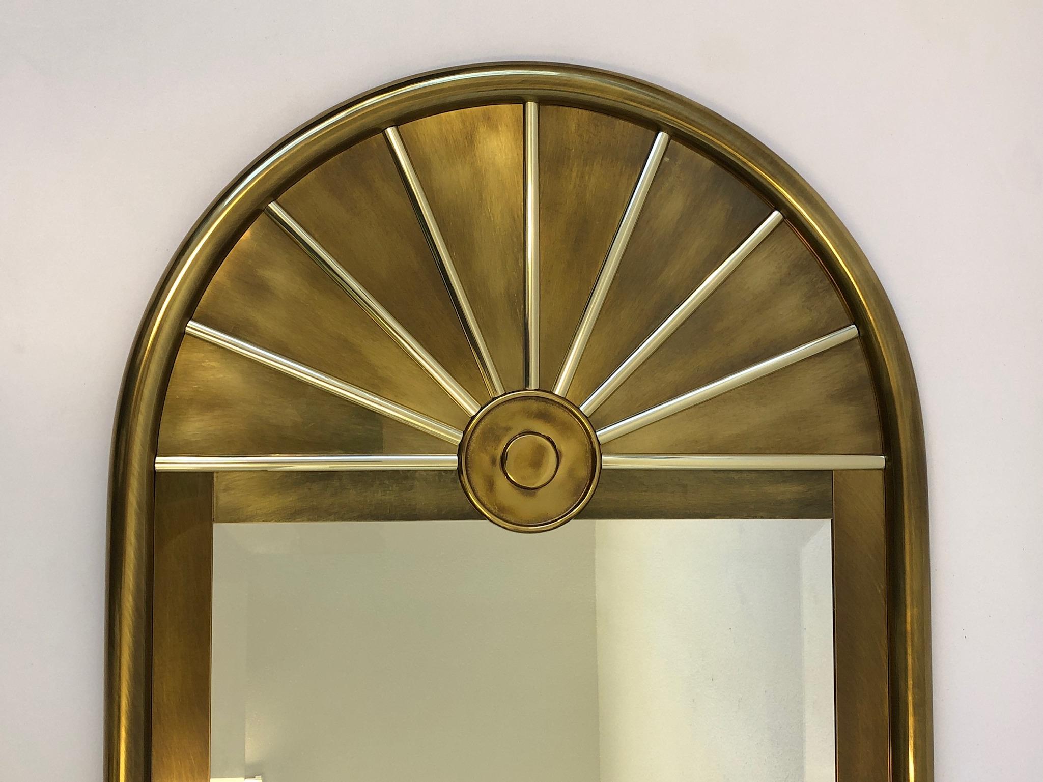 American Aged Brass Beveled Mirror by Mastercraft For Sale