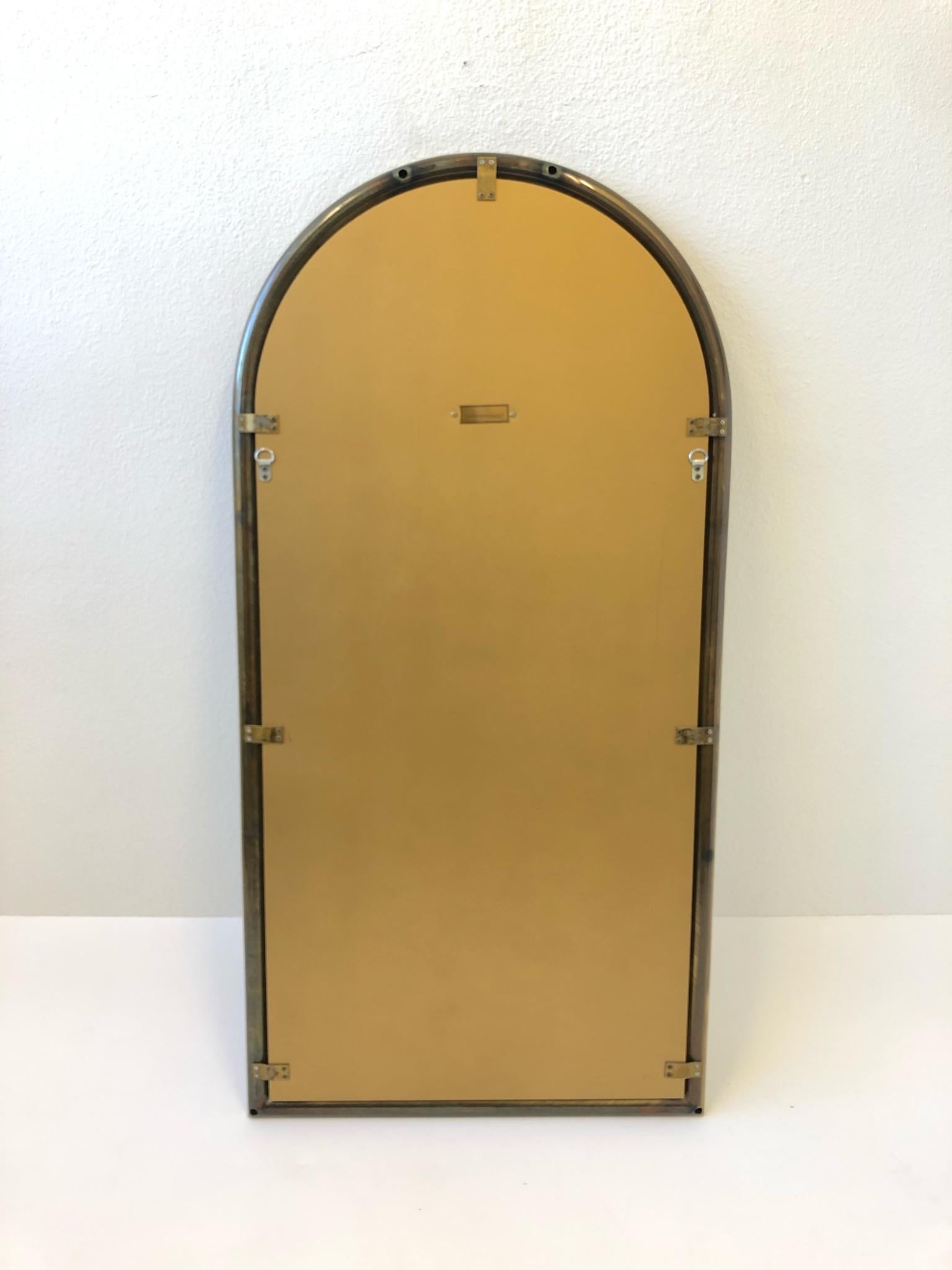 Aged Brass Beveled Mirror by Mastercraft For Sale 1