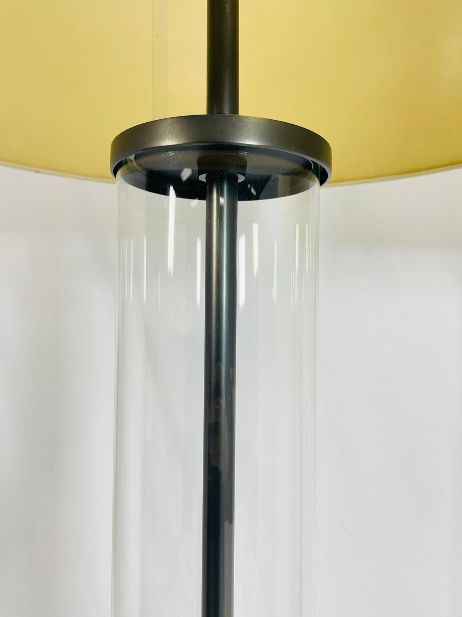 Aged Brass & Glass Cylinder Floor Lamps by Restoration Hardware For Sale 10