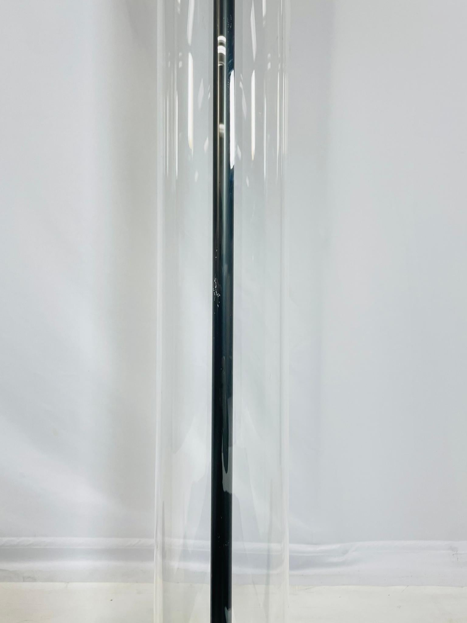Aged Brass & Glass Cylinder Floor Lamps by Restoration Hardware For Sale 2