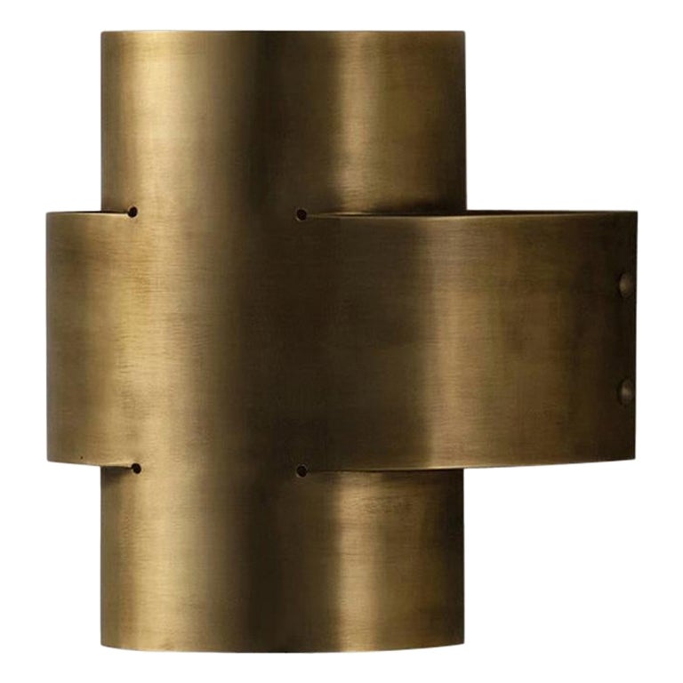 Aged Brass Plus One Large Lamp by Paul Matter For Sale