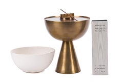 Aged Brass Porcelain Incense Burner Candleholder