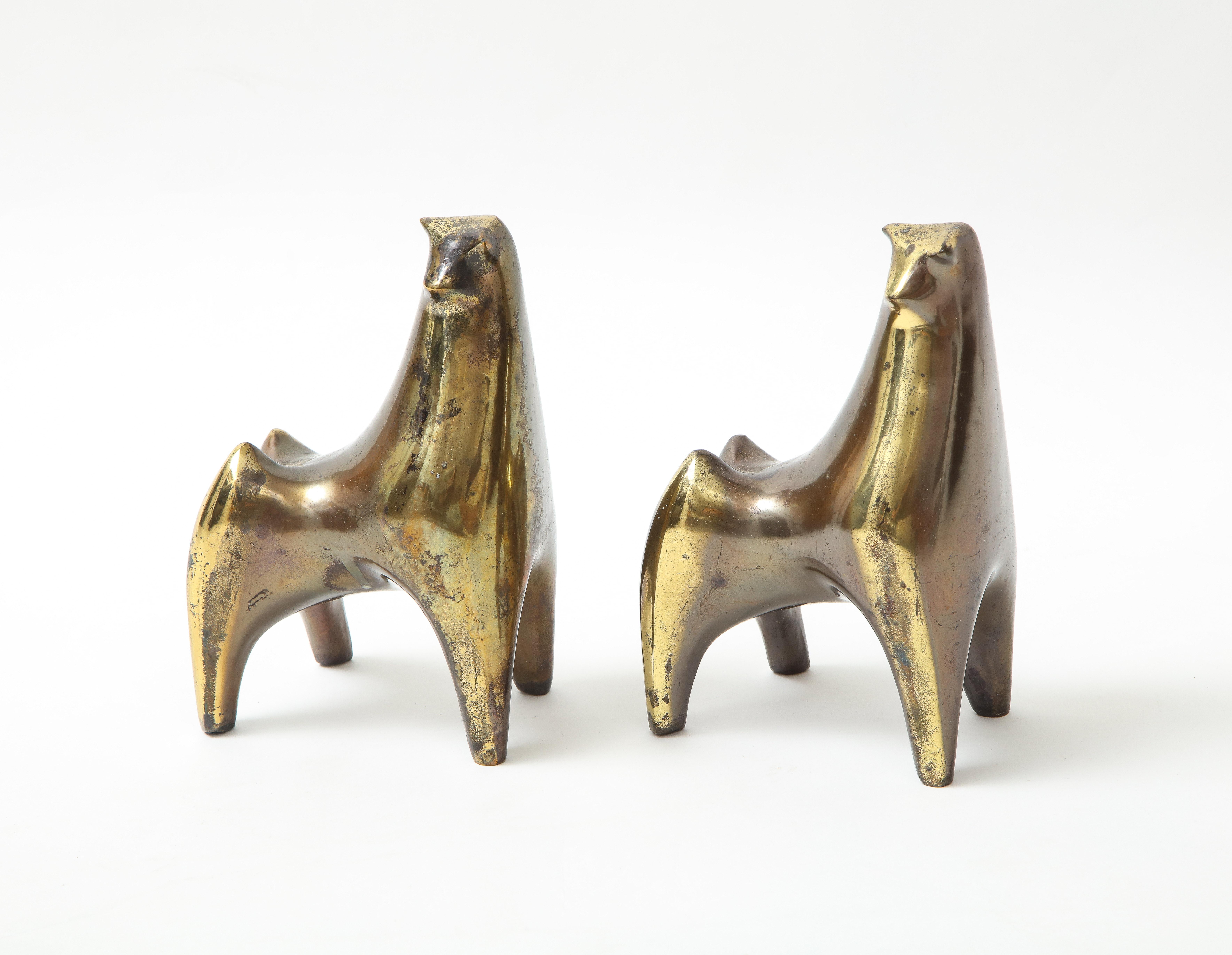 Buchstützen aus gealterter Bronze mit Stier, B. Seibel (Moderne der Mitte des Jahrhunderts) im Angebot