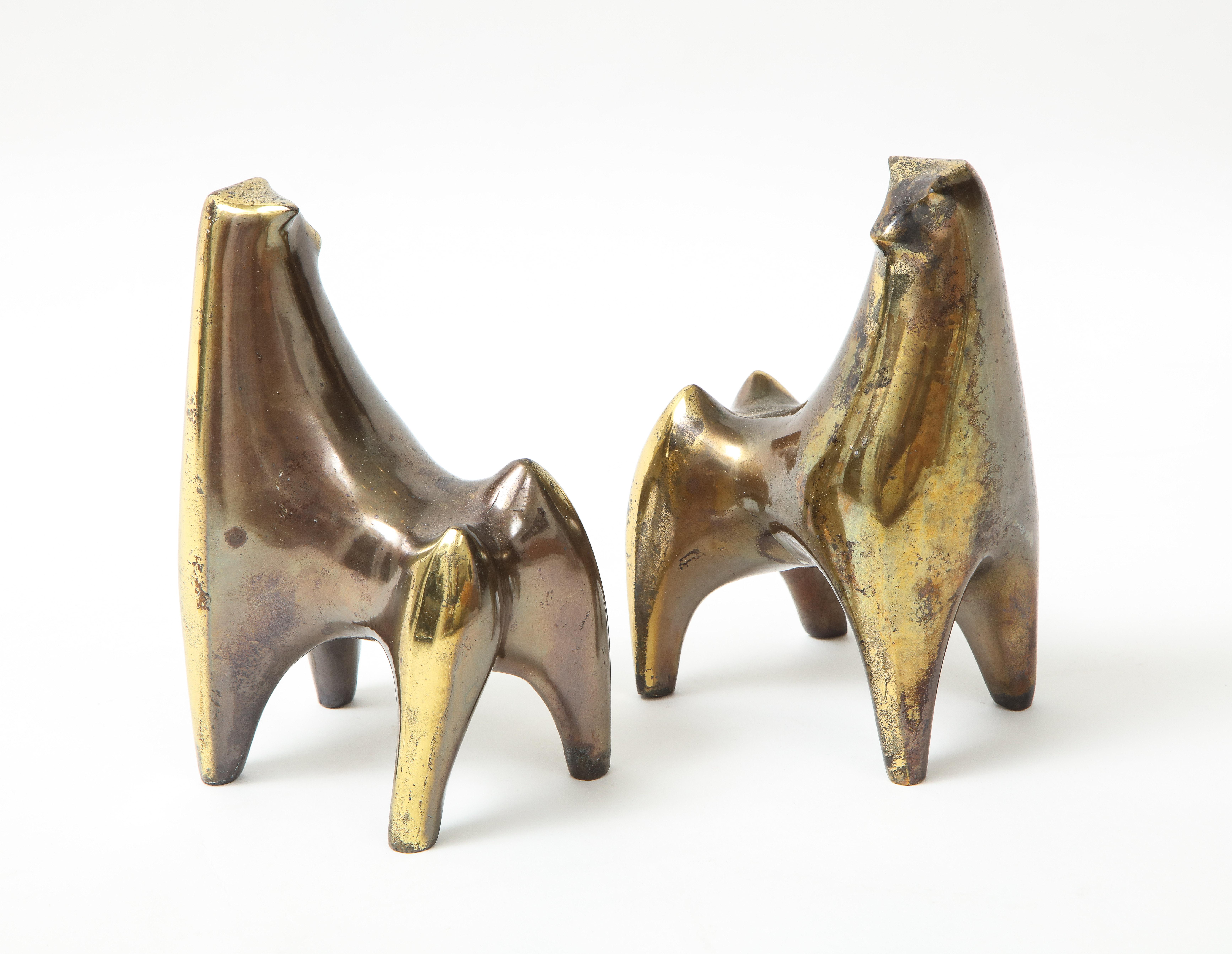 Buchstützen aus gealterter Bronze mit Stier, B. Seibel im Angebot 2