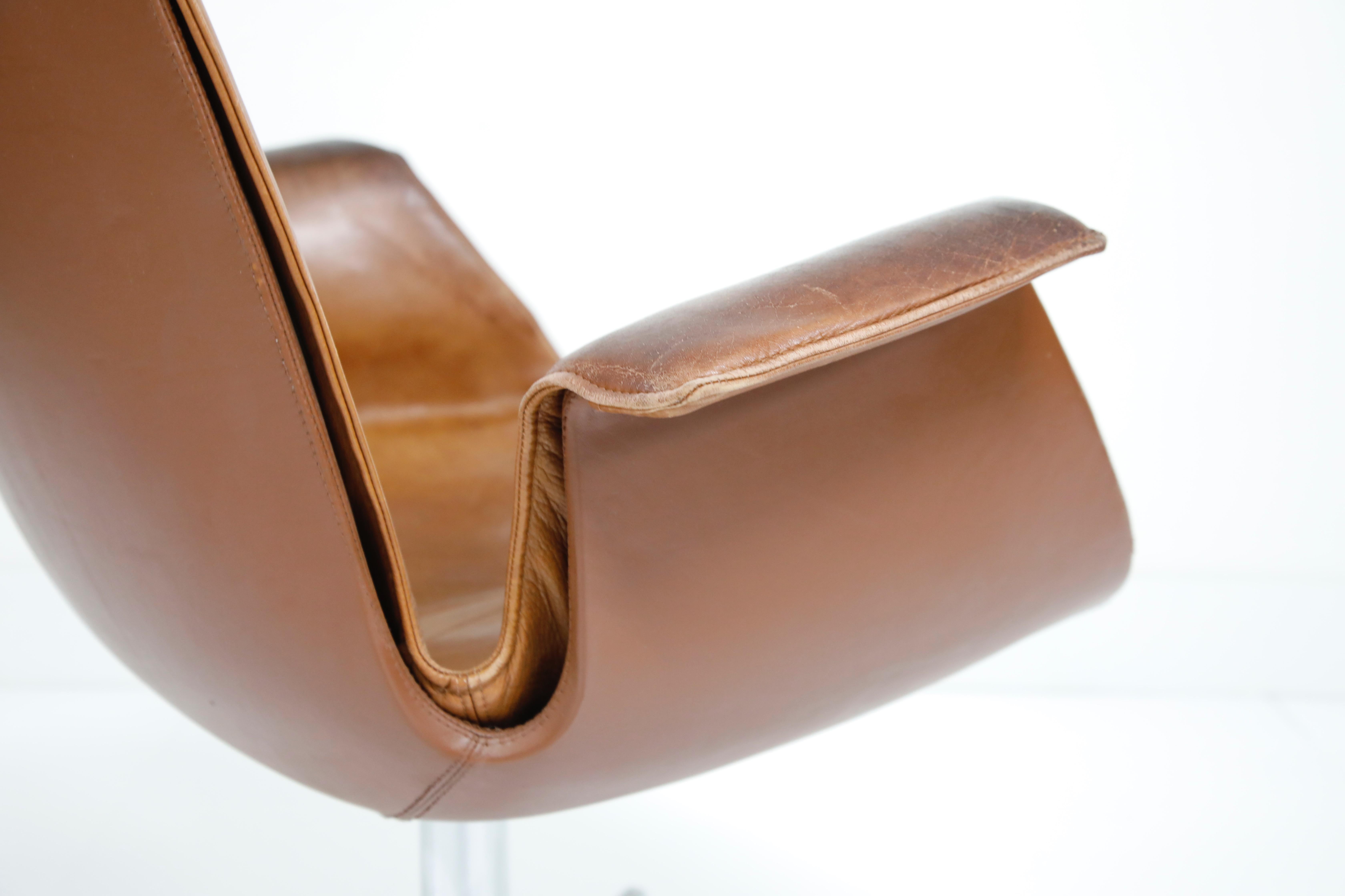 Aged Cognac Leather Bird Chairs by Fabricius & Kastholm for Alfred Kill, 1960s 8