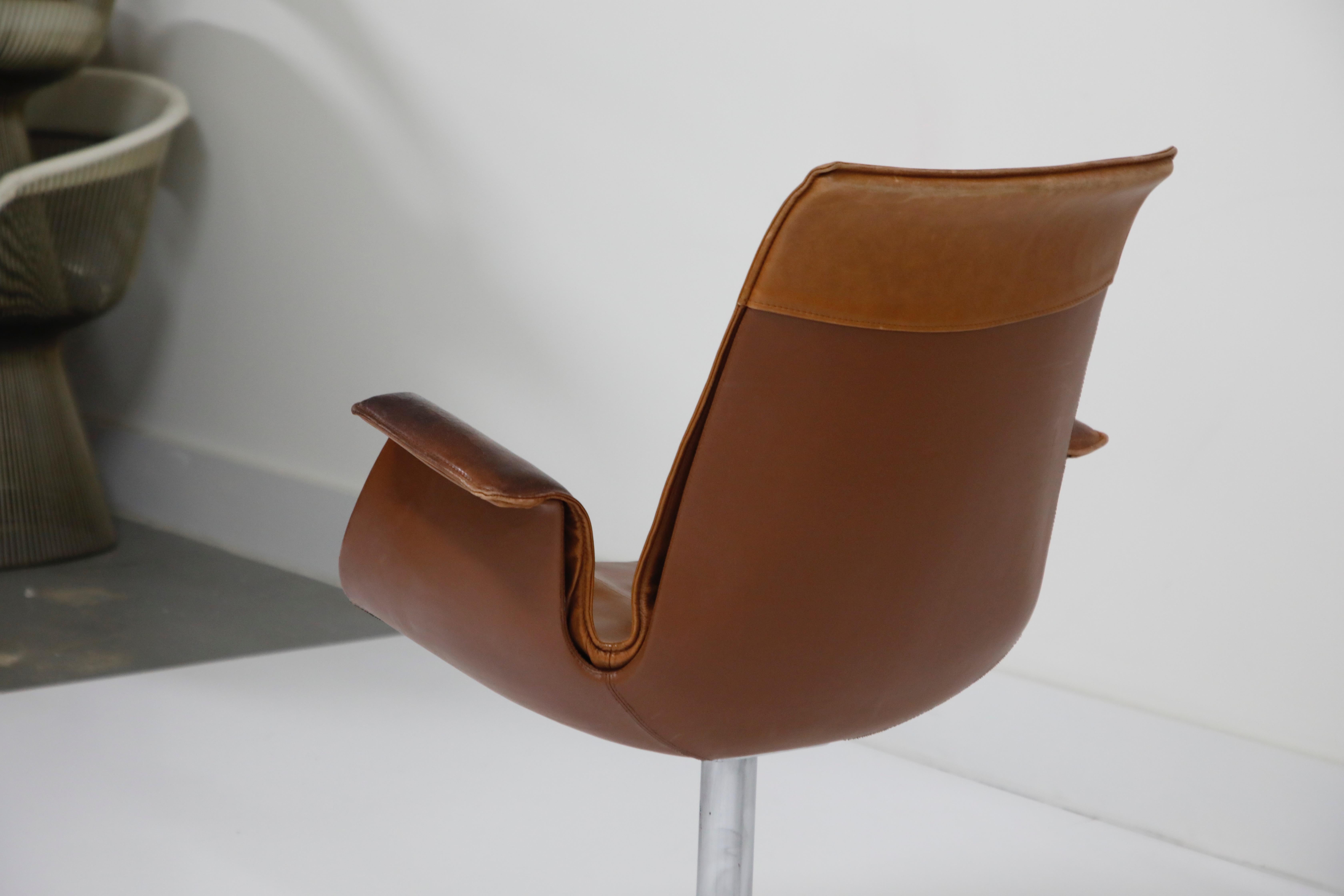 Aged Cognac Leather Bird Chairs by Fabricius & Kastholm for Alfred Kill, 1960s 13